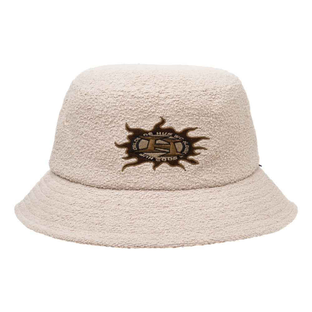 HUF Fire Bucket Hat in Oatmeal - Stylish & Comfortable Unisex Sun Hat for Outdoor Activities, Beach, and Summer Fashion