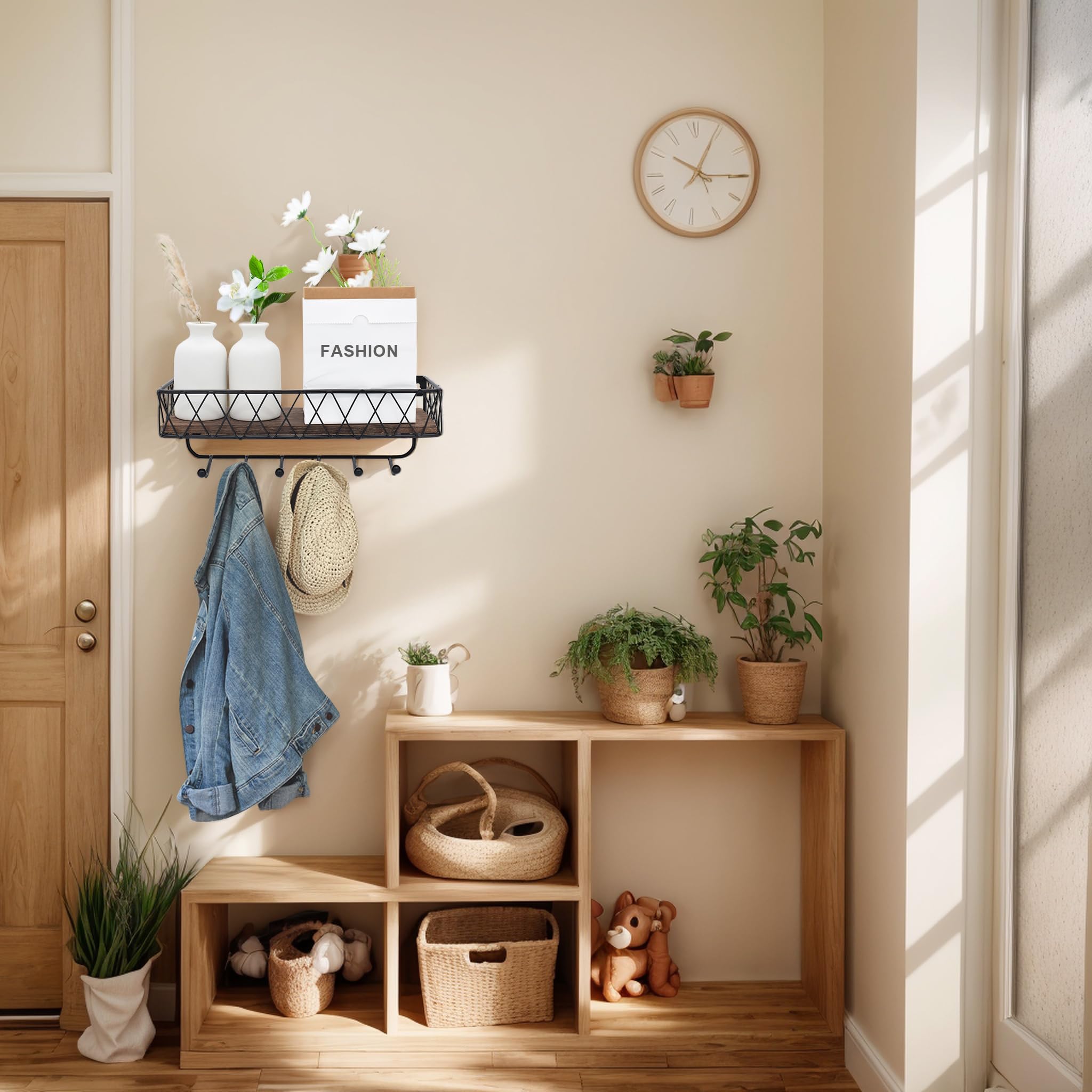 Molaxhome Wall Mounted Storage Shelves - Easy to Install Wooden Floating Shelves for Home Decor (Black, 4.7