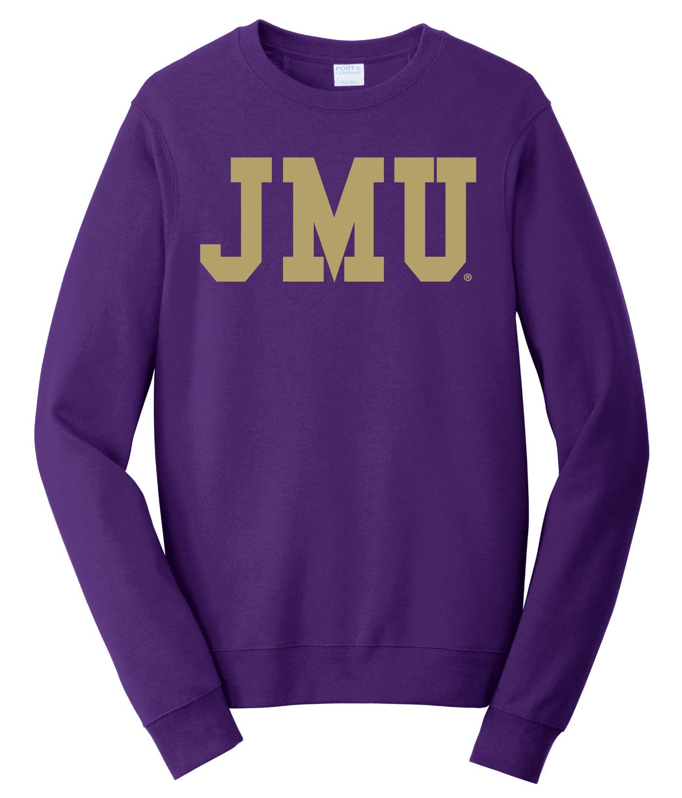 J2 Sport JMU James Madison University Dukes NCAA Block Unisex Crewneck Sweatshirt - Comfortable College Apparel for Game Day, Campus Wear & Fan Gear