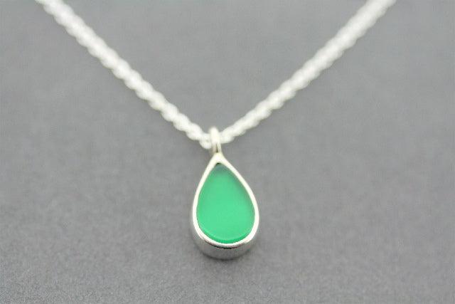 Green Onyx Teardrop Silver Pendant Necklace for Women - Elegant Jewelry Gift for Birthday, Anniversary & Special Occasions
