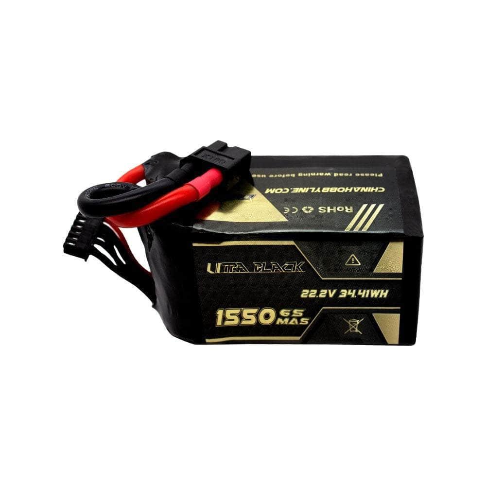 CNHL Ultra Black Series 22.2V 6S 1550mAh 150C LiPo Battery with XT60 Connector - High Performance RC Drone & Airplane Battery for FPV Racing and Long Flight Time