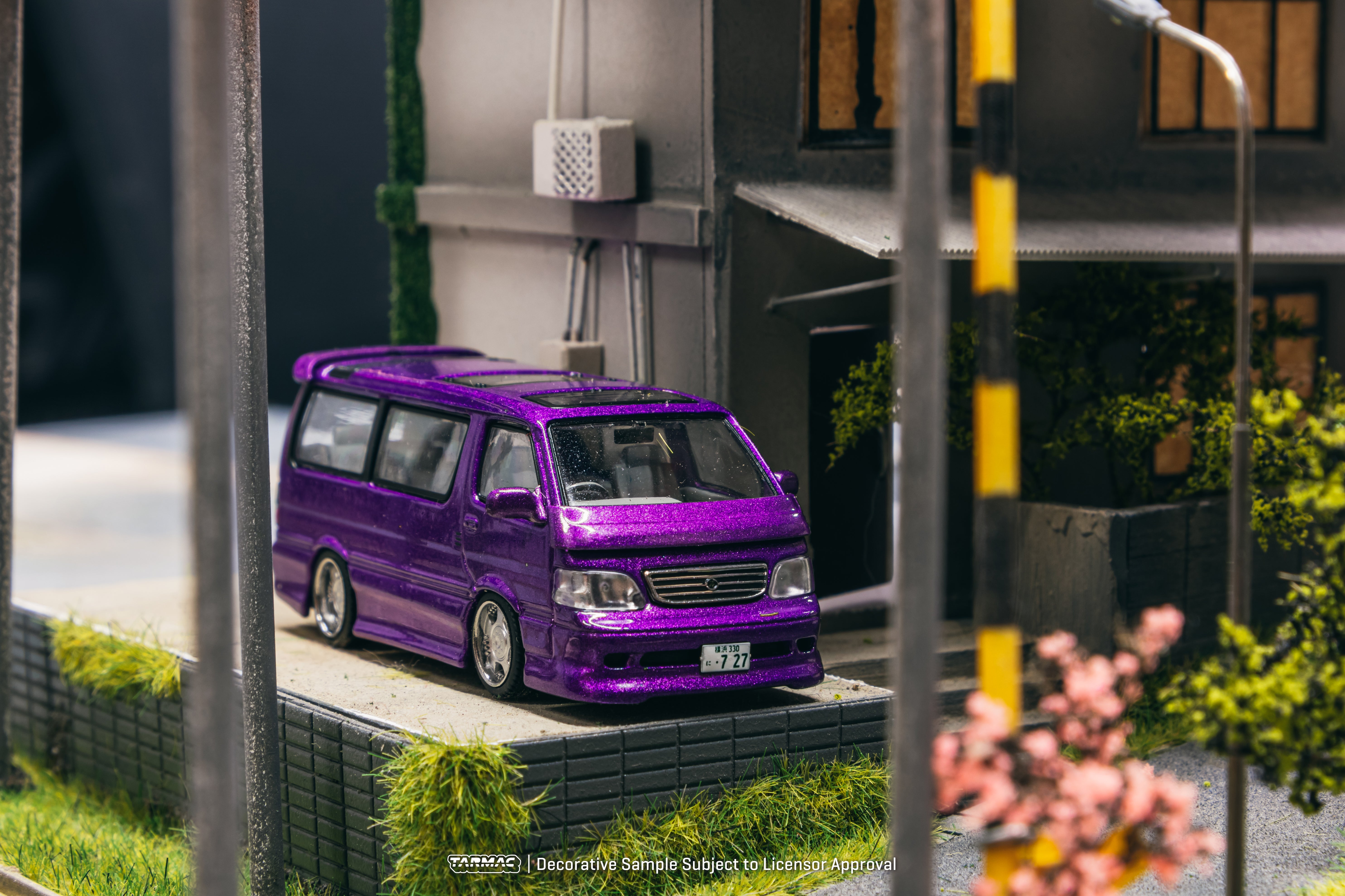 Tarmac Works 1/64 Scale Toyota Hiace Wagon Custom Purple Diecast Model Car - ROAD64 Collection | Perfect for Collectors, Display & Toy Car Racing Scenes