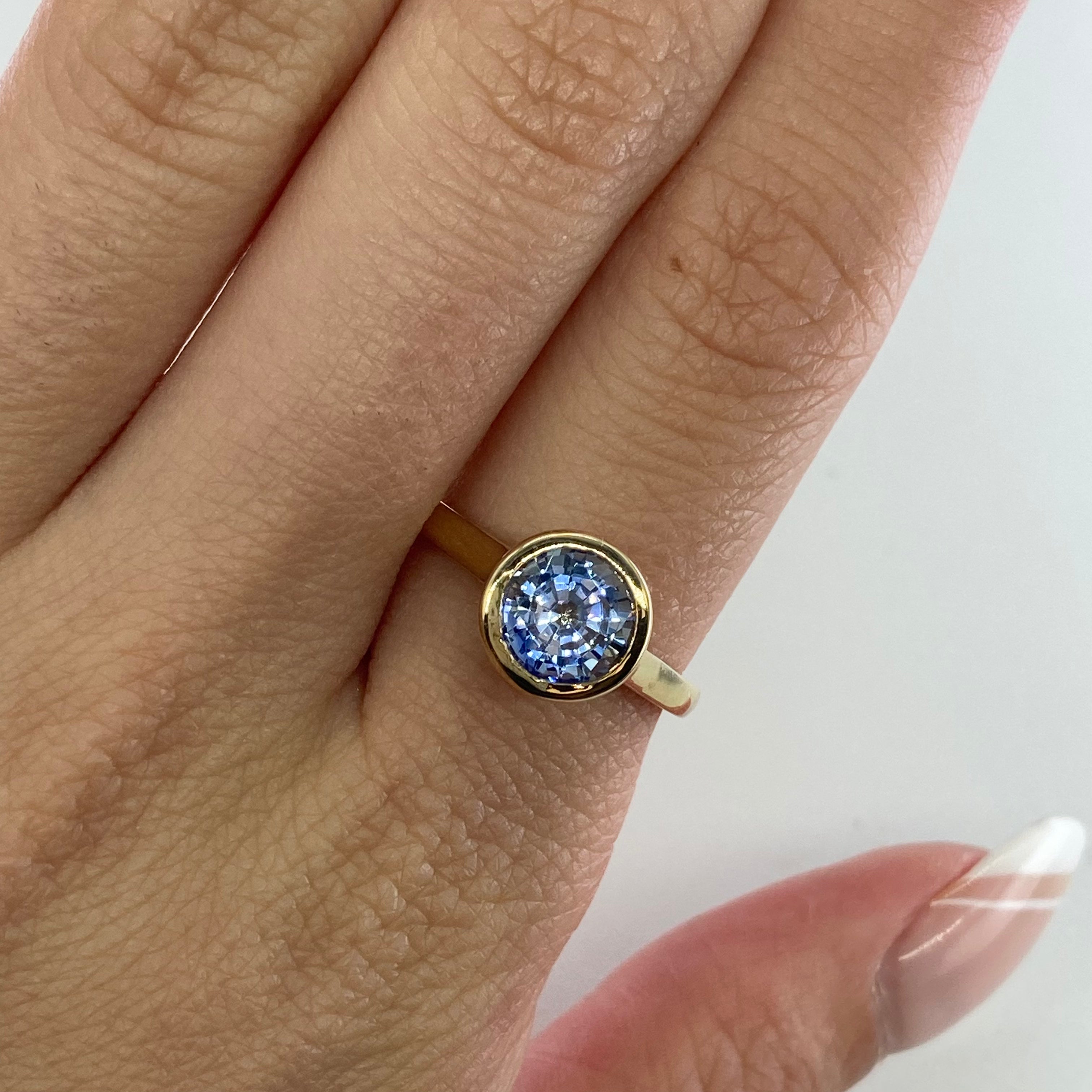100 Ways Bezel Set Sapphire Ring | 1.93ct Natural Sapphire | Size 6.75 | Women's Wedding, Engagement & Anniversary Jewelry Gift
