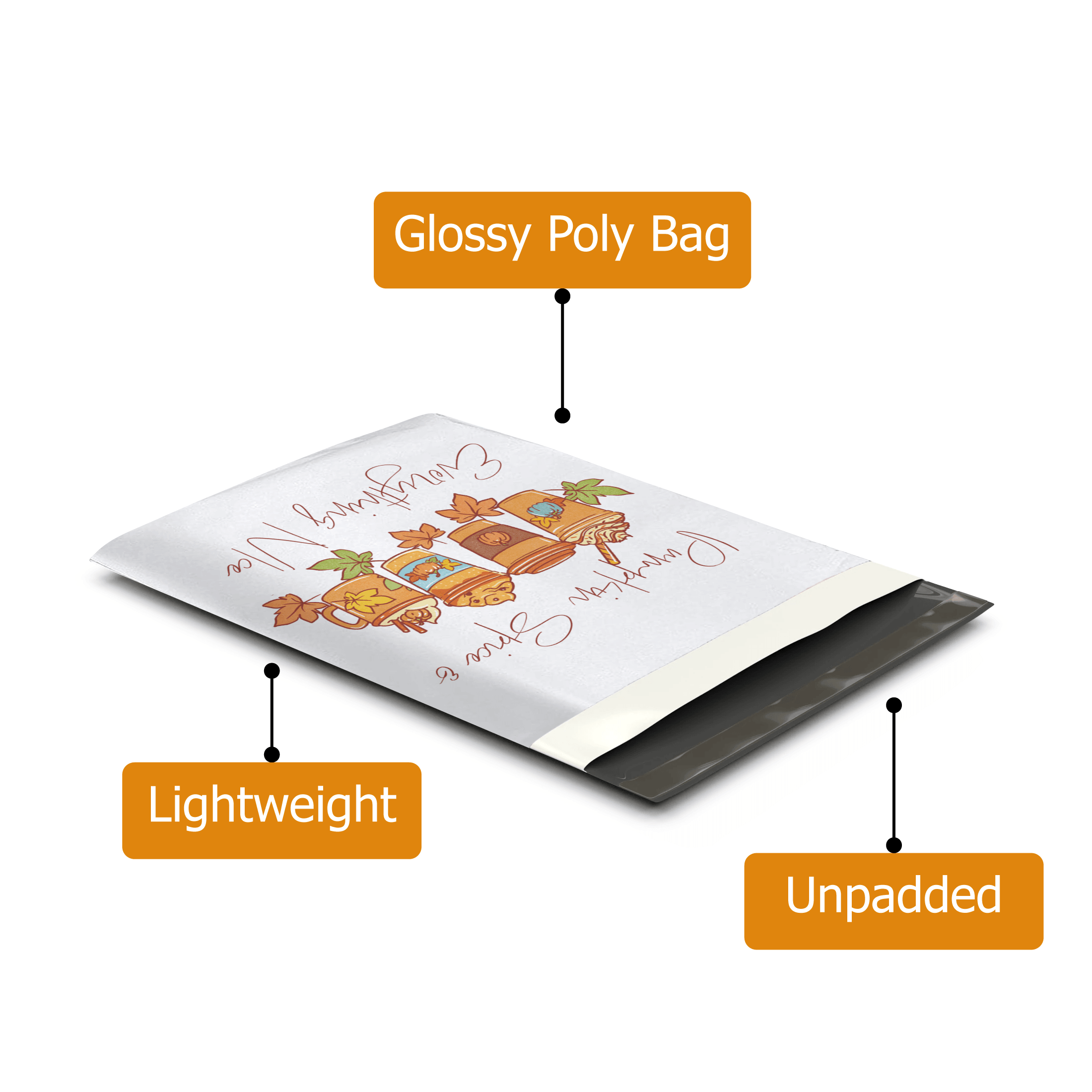 10x13 Premium Printed Poly Mailers - Thanks a Latte Designer Shipping Envelopes | Eco-Friendly Mailing Bags for Ecommerce, Subscription Boxes & Small Business Shipping