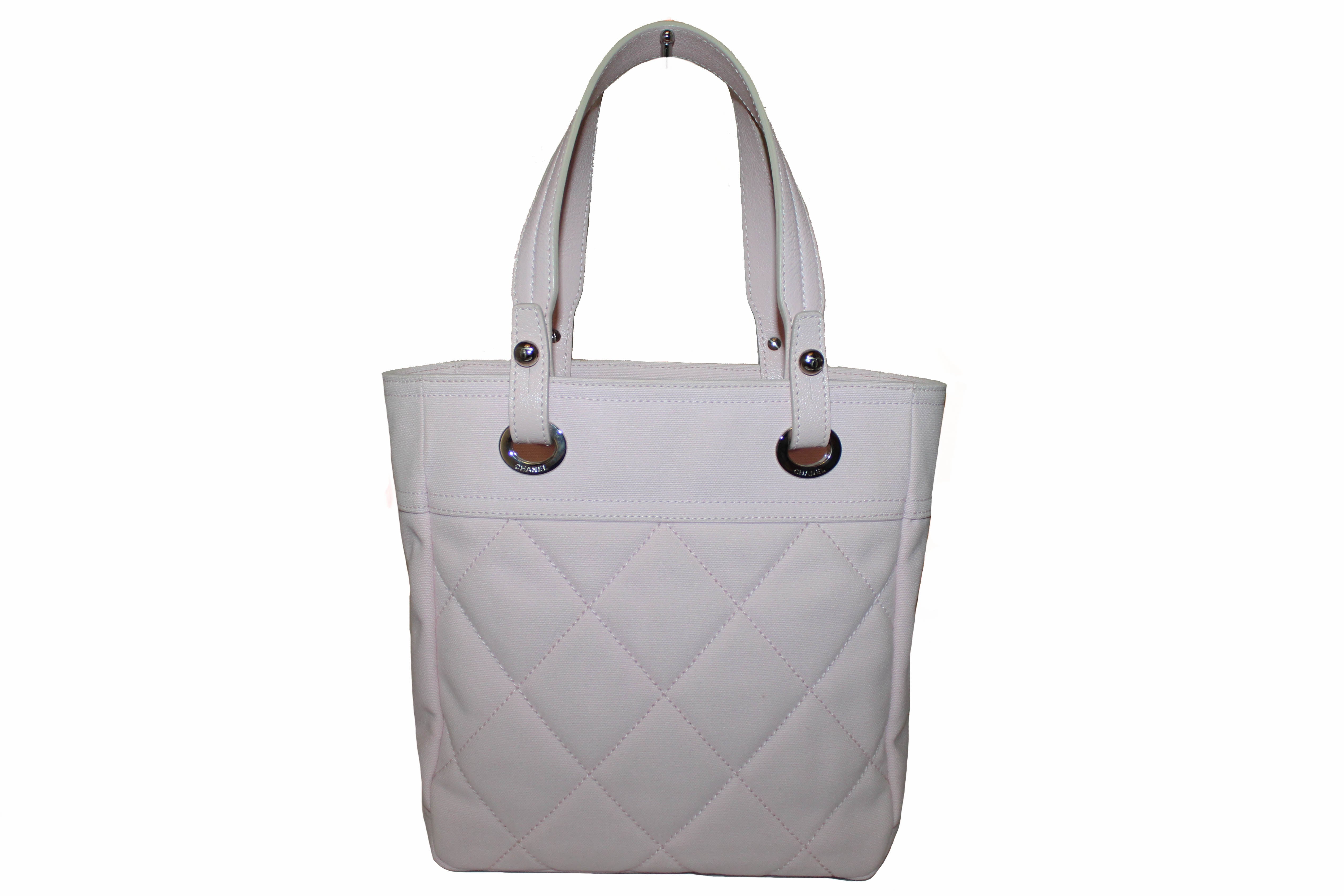 Authentic Chanel Pink Biarritz Canvas Leather Tote Bag for Women - Luxury Designer Handbag for Work, Travel & Everyday Use