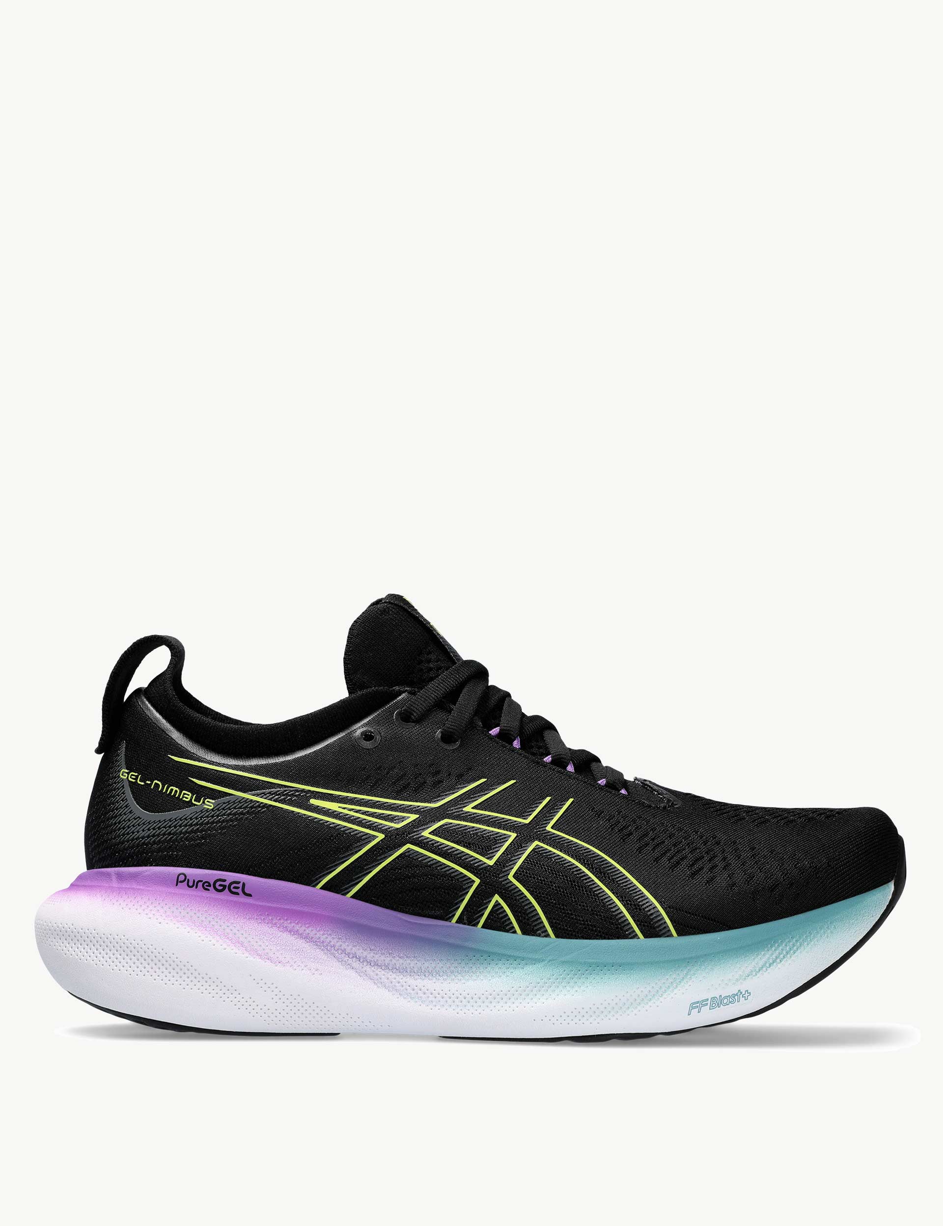 ASICS Men's Gel-Nimbus 25 Running Shoes - Black/Glow Yellow - Cushioned Road Running Sneakers for Marathon Training & Long Distance Jogging