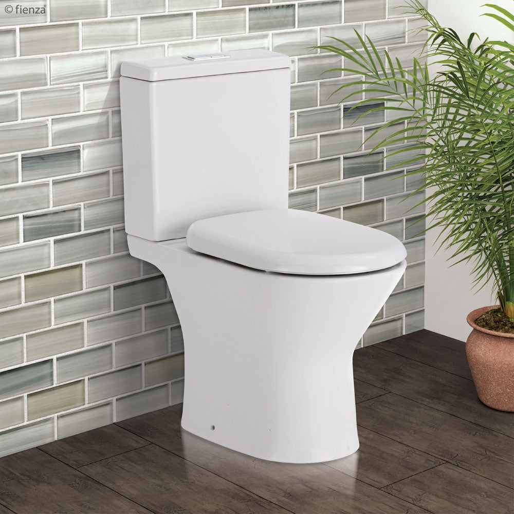 Fienza K0123C White Close Coupled Toilet with Skew Trap - Modern Water-Saving Bathroom Toilet for Small Spaces & Compact Bathrooms