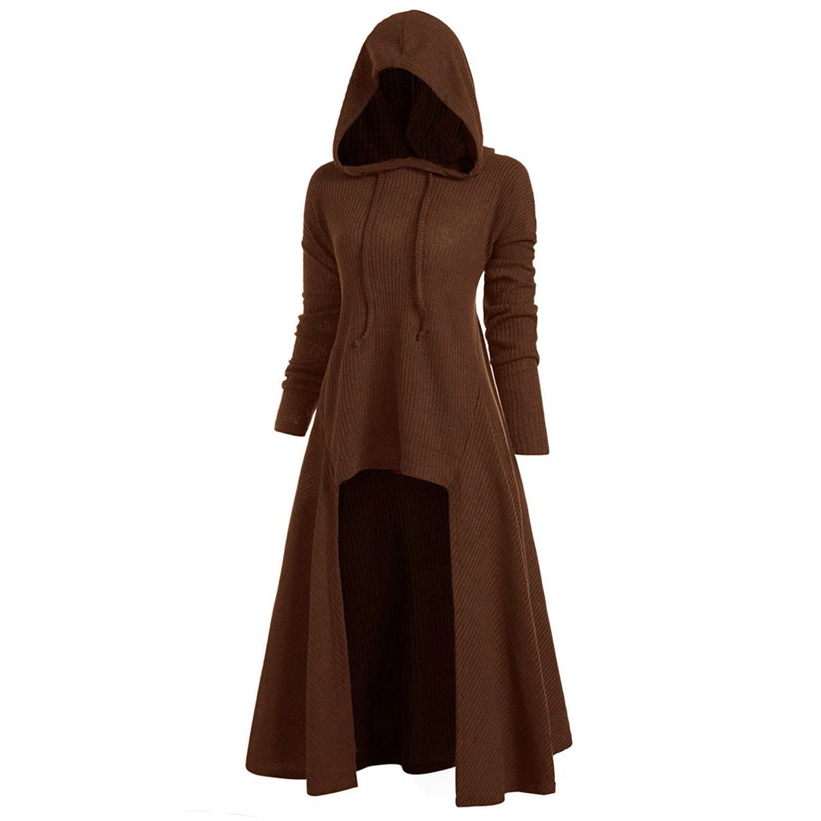 Vintage Punk Style Hooded Cloak Dress - Women's Retro Pullover Sweatshirt Blouse Plus Size Tops | Perfect for Cosplay, Halloween Costumes & Gothic Fashion Outfits