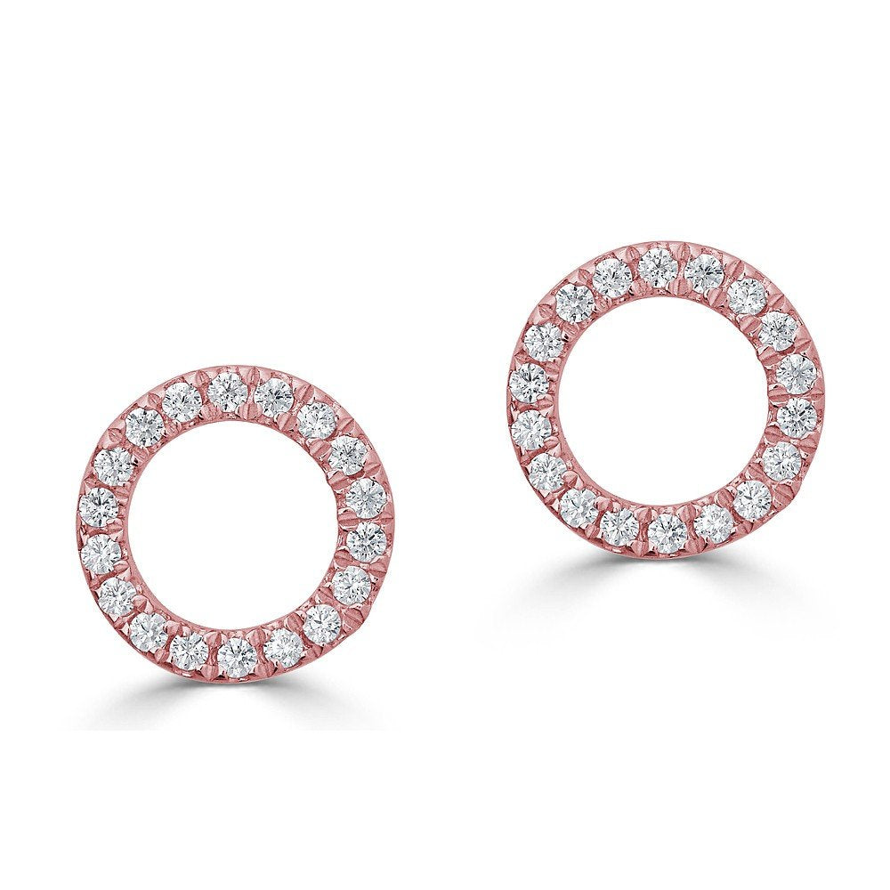 14K Gold 0.12 CTW Diamond Open Circle Earrings for Women - Dainty Minimalist Hoop Earrings for Everyday Wear, Gift Giving & Special Occasions