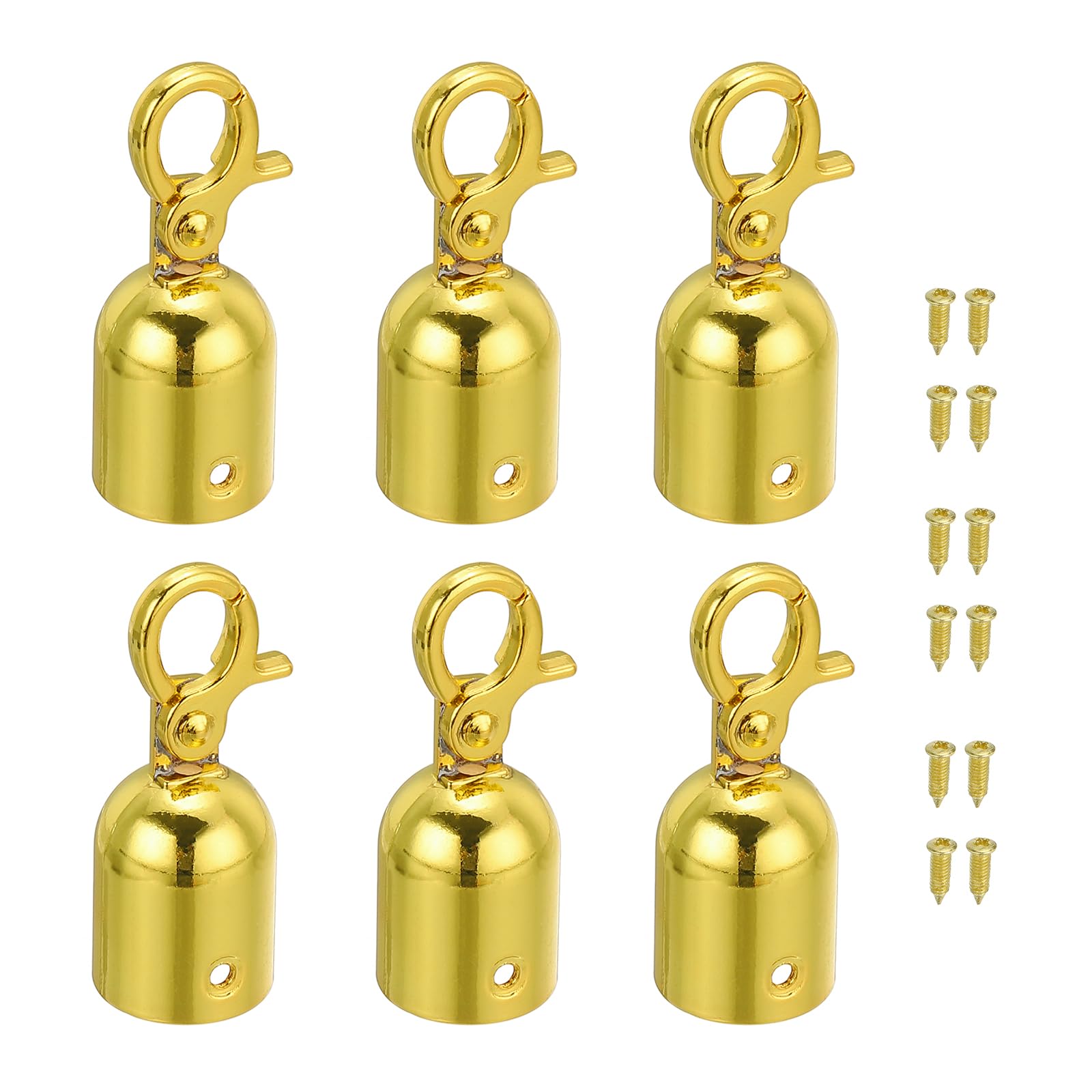 Golden Stanchion Rope End Stoppers 6-Pack - Crowd Control & Queue Dividers for Events
