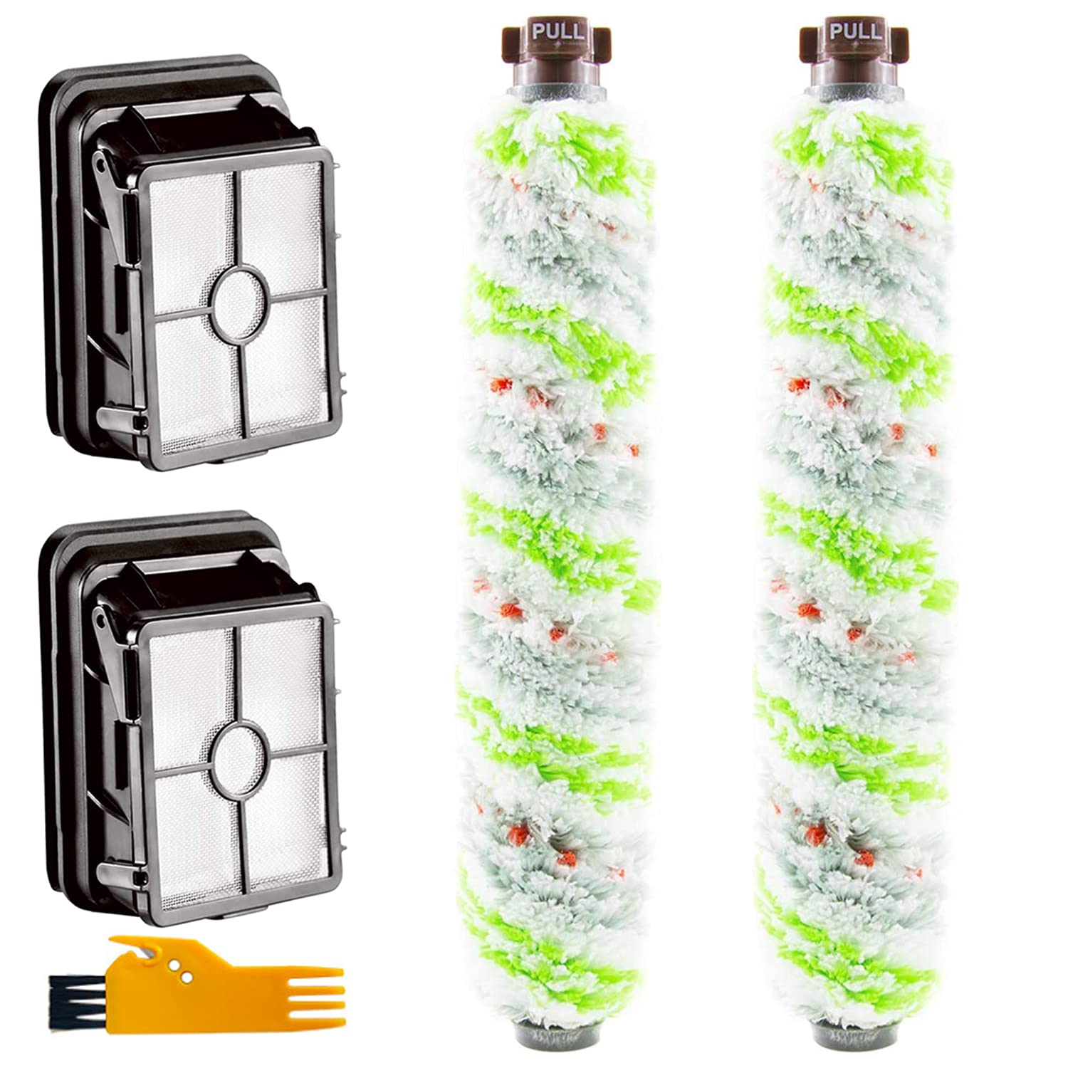 Bissell CrossWave Vacuum Cleaner Replacement Parts - 2 Pack Multi-Surface Pet Brush (2306) & 2 Pack Vacuum Filter (1866) | Compatible with Part 1785A | Perfect for Pet Hair Removal and Deep Cleaning on Hard Floors & Carpets