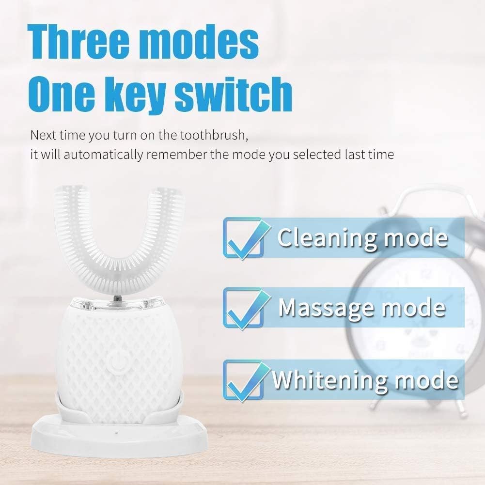 Automatic Ultrasonic Toothbrush - 360° Sonic Electric Toothbrush with Whitening, Waterproof & Rechargeable for Travel & Home Use | Perfect for Daily Oral Care & On-the-Go Hygiene (White)