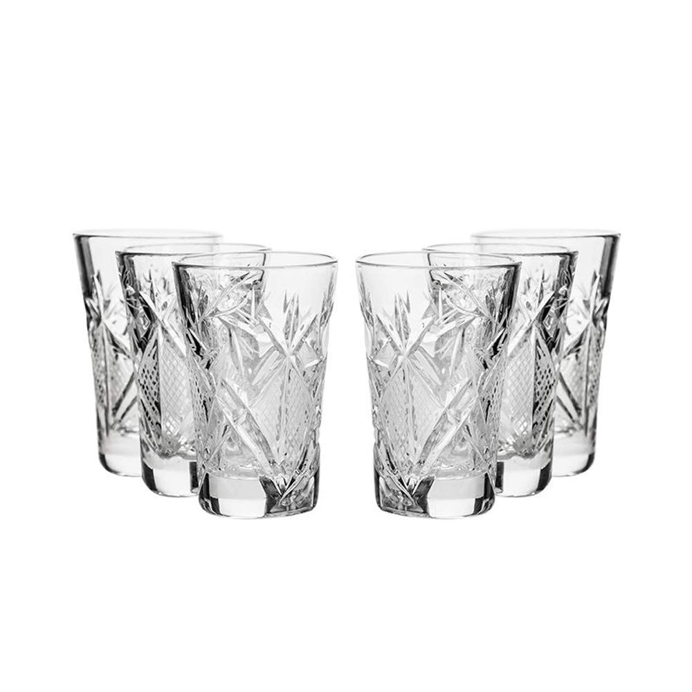 Premium 7-Piece Russian Crystal Vintage Vodka Set - 16-Oz Decanter Carafe with 6 Shot Glasses - Elegant Old-Fashioned Barware for Home Entertaining, Parties & Gift Giving