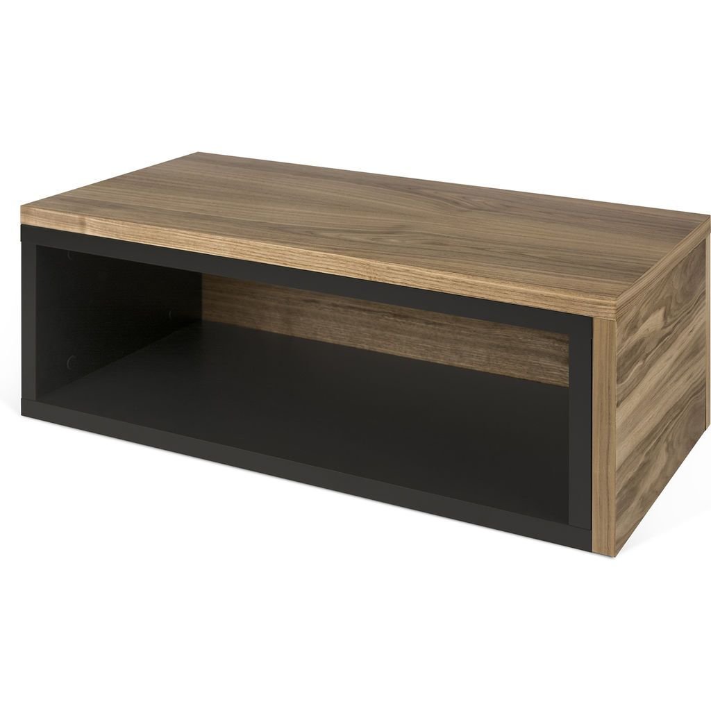 2-Piece Modern Coffee Table Set in Pure Black & Walnut Finish - Perfect for Living Room, Lounge or Office Decor
