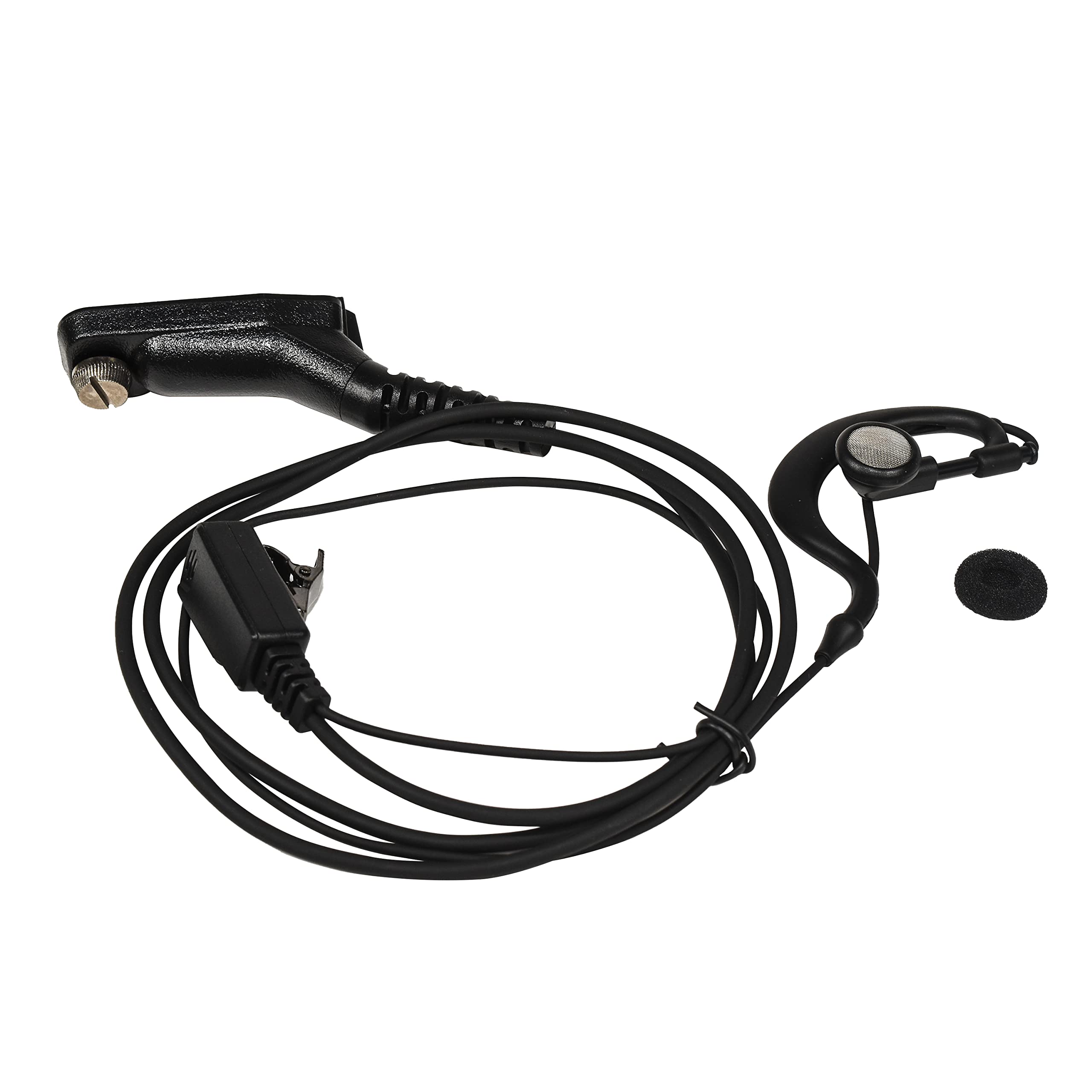 HQRP 4-Pack G-Shape Earpiece Headset with PTT Mic - Compatible with Motorola DGP6150+, DP3400, DP3401 & Sun Meter - Ideal for Two-Way Radios, Security, Construction & Outdoor Communication