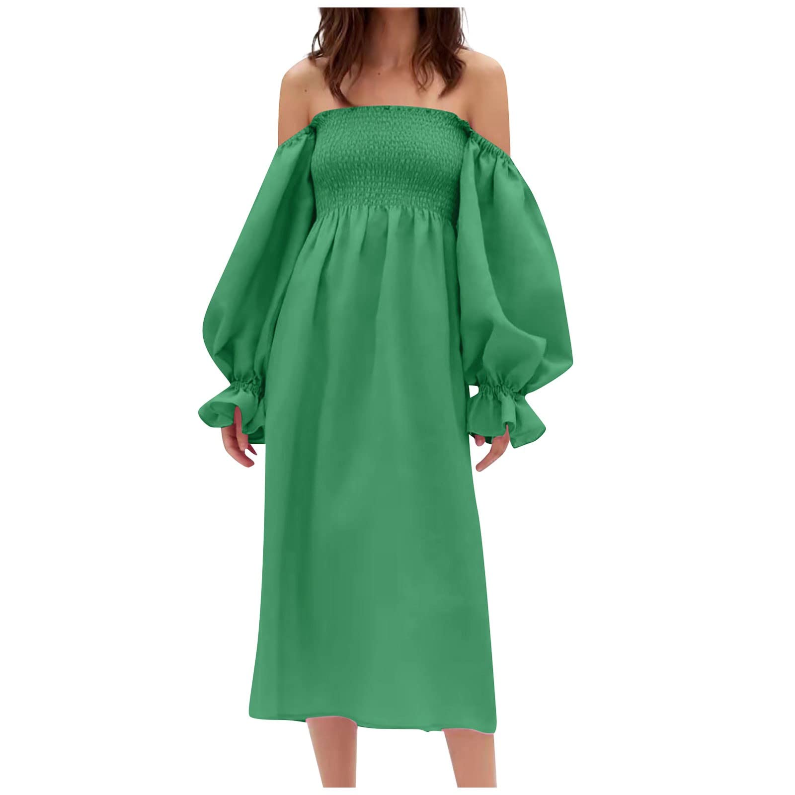 QUFECH Women's Casual Jumpsuit - Summer Lantern Sleeve Patchwork Dress with Built-in Shorts | Boho Chic Outfit for Beach, Vacation & Outdoor Activities