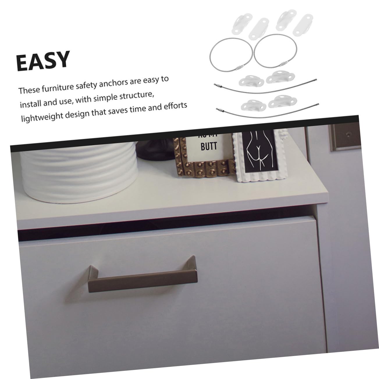 ifundom 3 Pack Furniture Anchors - Heavy Duty Anti-Tip Straps for Baby Proofing, Wall Mounting & Furniture Safety (Ideal for Bookshelves, Dressers, TV Stands)