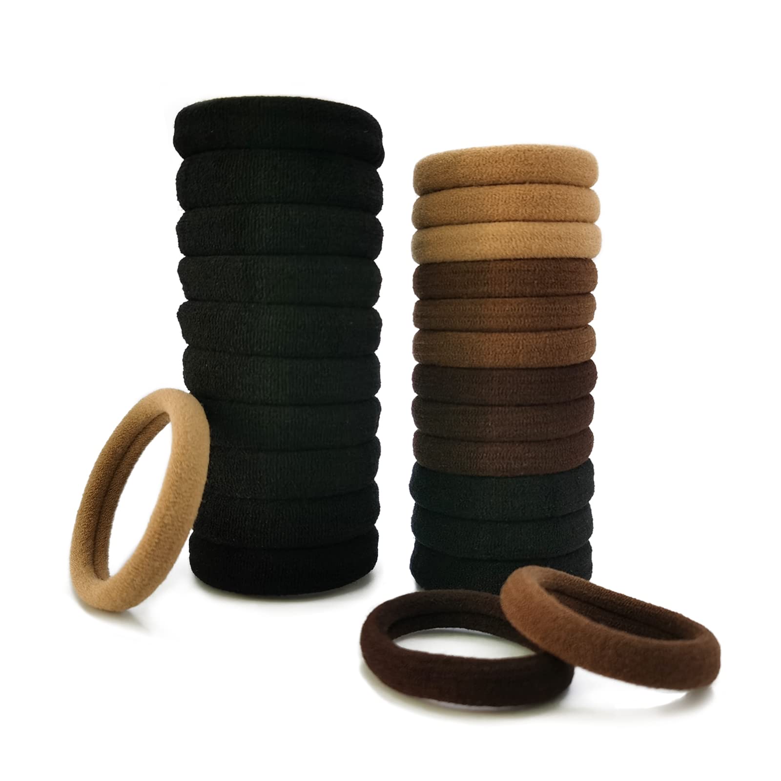 Yedtreg 30 Pack Soft No Damage Hair Ties for Women - Seamless Hair Bands for Thick & Curly Hair - Strong Elastic Ponytail Holders (Natural Color) | Perfect for Workouts, Yoga, Office & Everyday Use