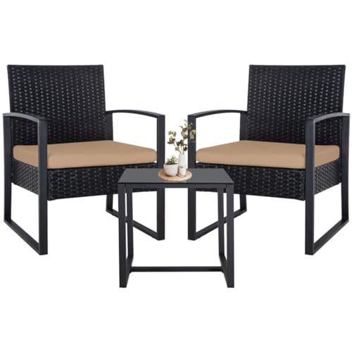 Black Wicker & Brown Cushions