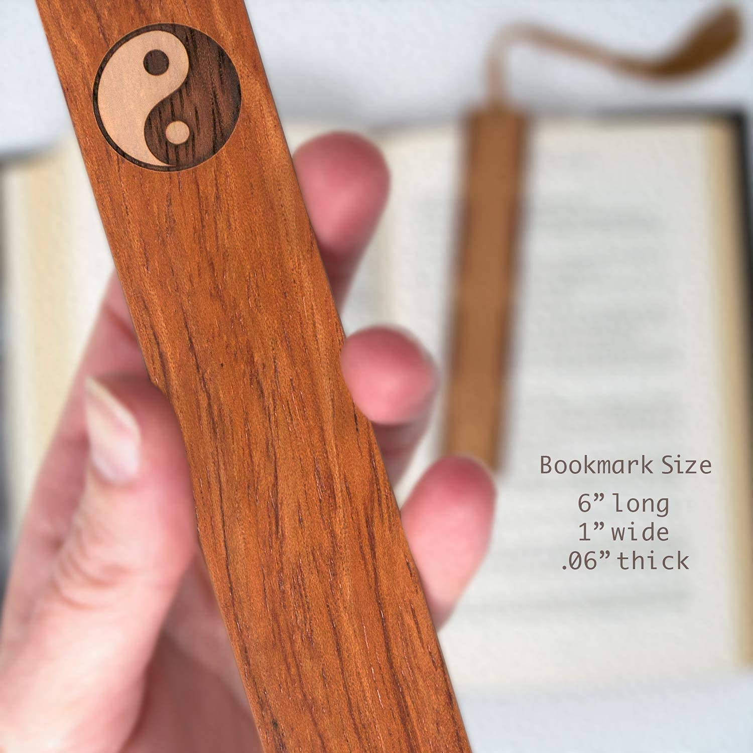 Yin Yang Symbol Engraved Wooden Bookmark - Personalized Gift for Book Lovers - Handmade in USA - Perfect for Meditation, Reading & Spiritual Gifts
