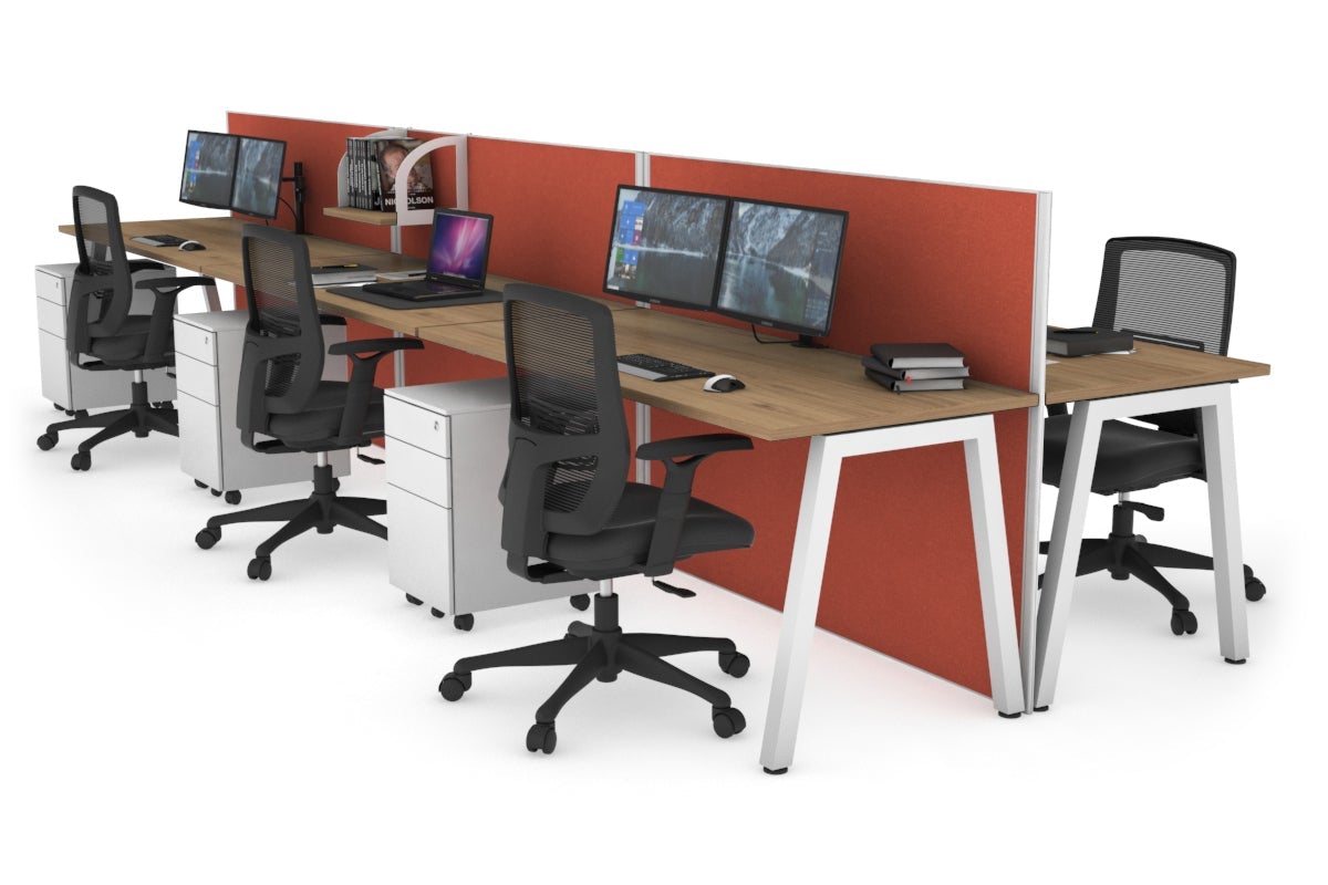 Horizon Quadro 6-Person Office Bench with A-Legs - 1600L x 700W Workstation for Collaborative Workspaces, Conference Rooms & Open Office Layouts