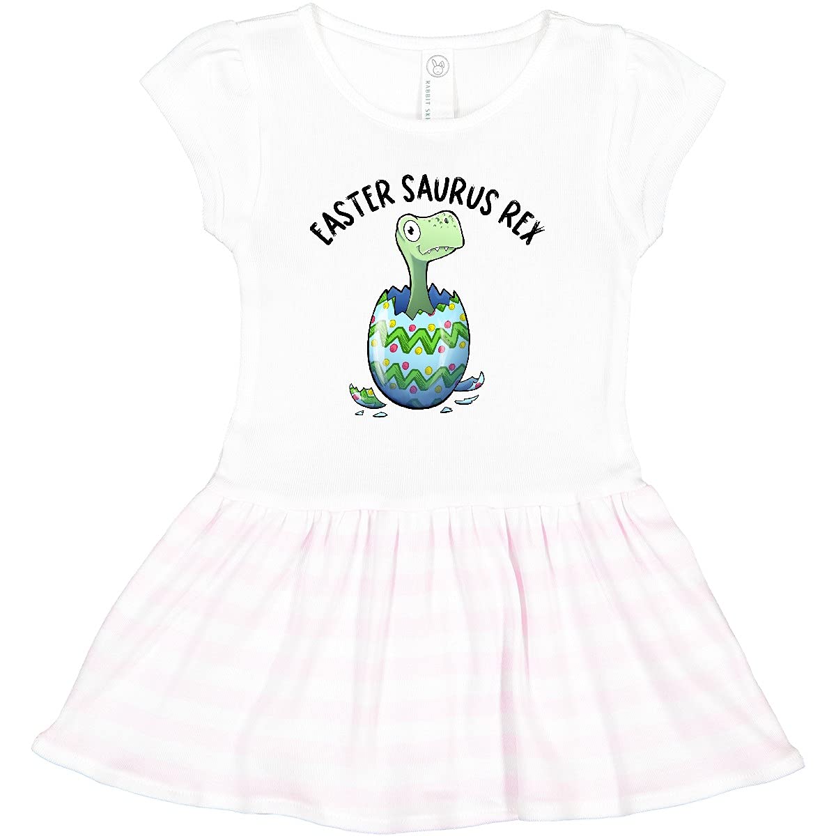 Inktastic Easter Saurus Rex Dinosaur Hatching Easter Egg Toddler Dress - Cute Dino Themed Outfit for Easter Egg Hunt & Spring Celebrations