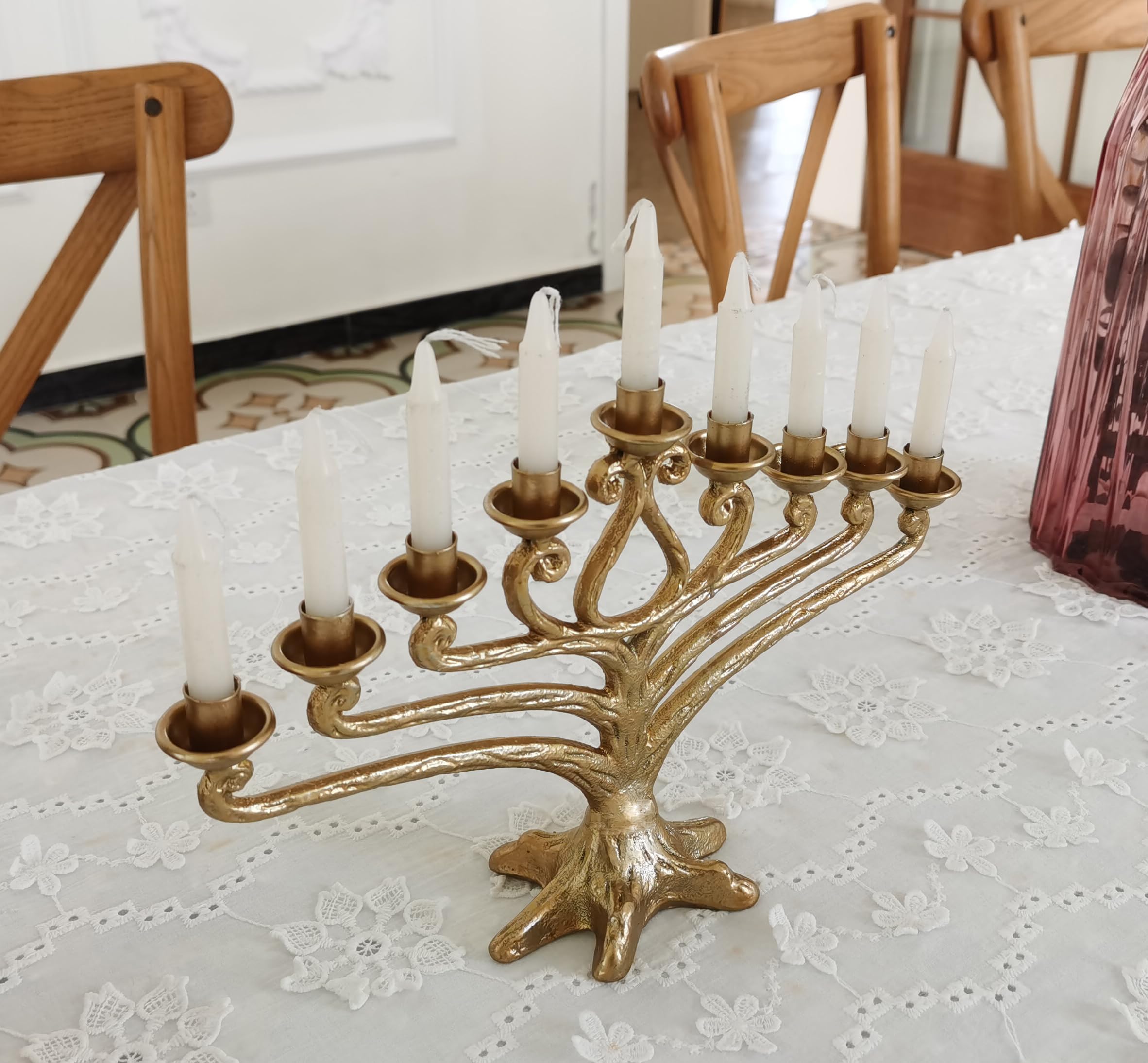 Tree of Life Menorah Candle Holder - 9 Branch Hanukkah Candle Holder for Jewish Holiday Decor - Perfect for Hanukkah Celebrations, Home Decor, and Gift Giving
