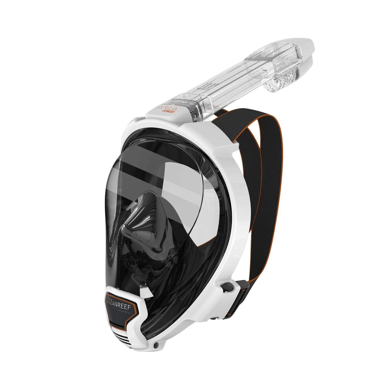 Ocean Reef Aria QR+ Full Face Snorkeling Mask with Camera Mount & Snorkie Talkie Communication System - White, Size M/L - Perfect for Underwater Photography & Family Snorkeling Adventures