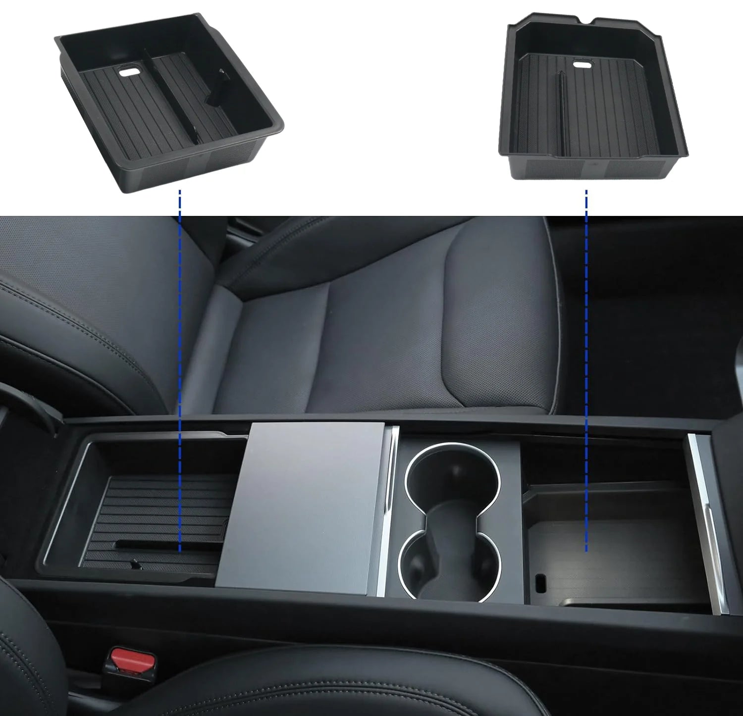 2024-2025 Tesla Model 3 & Model Y Center Console Organizer Set - 4 Piece Car Storage Box Organizer for Phone, Keys & Accessories - Perfect for Road Trips & Daily Commute