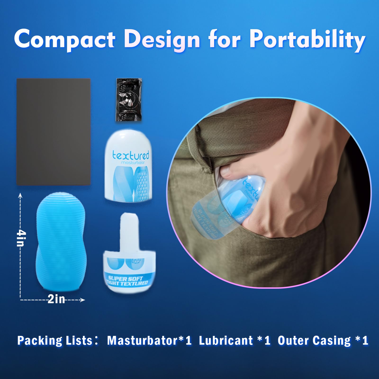 Realistic Male Masturbator - Spinning Textured Stroker with Ultra-Soft Stretchy Egg Design | Discreet Storage Box Included | Perfect for Solo Play, Travel & Discreet Pleasure | Adult Sex Toy for Men