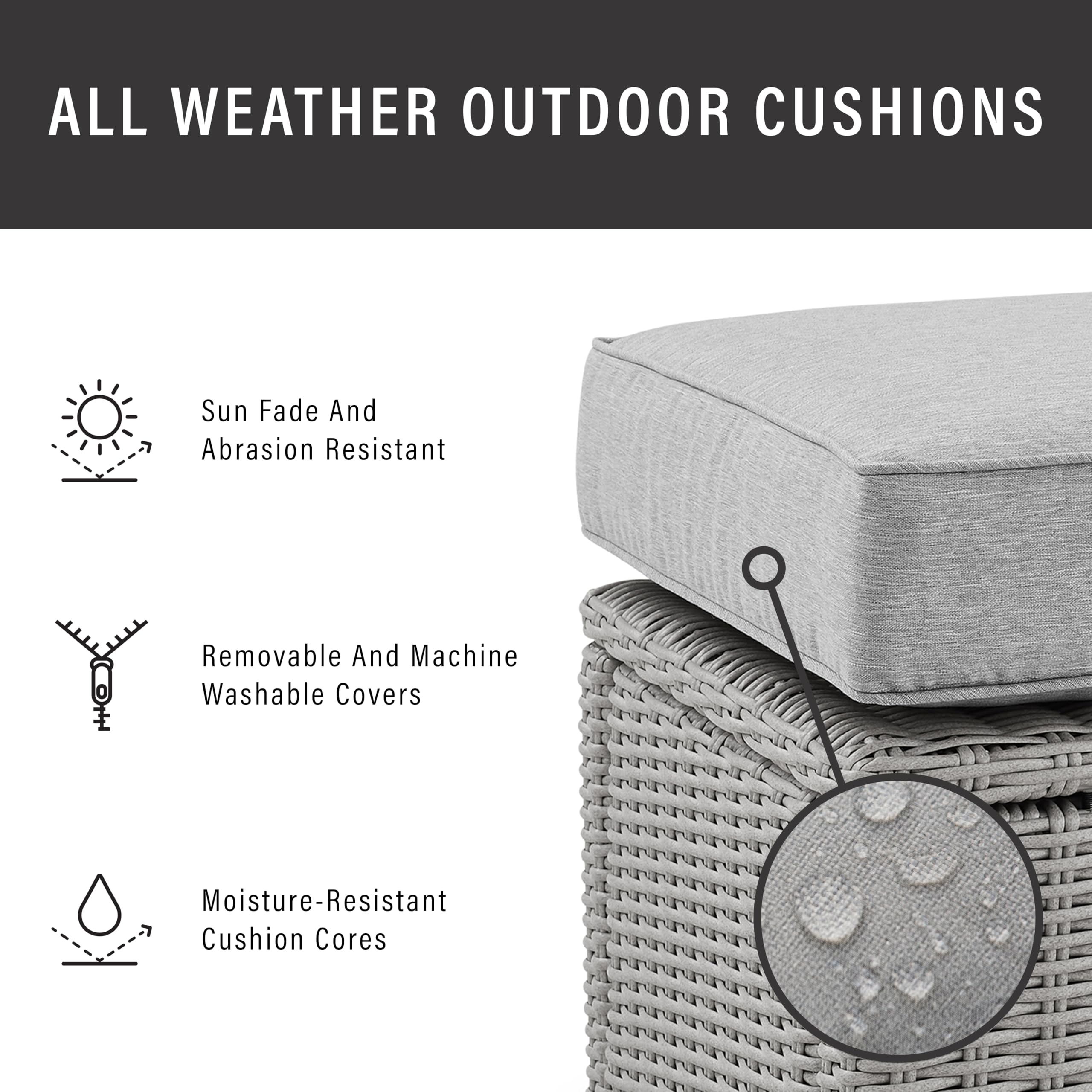 Crosley Bradenton 2-Piece Outdoor Wicker Chair Set with Gray Cushions - Patio Furniture for Conversation, Porch, Deck & Backyard Relaxation