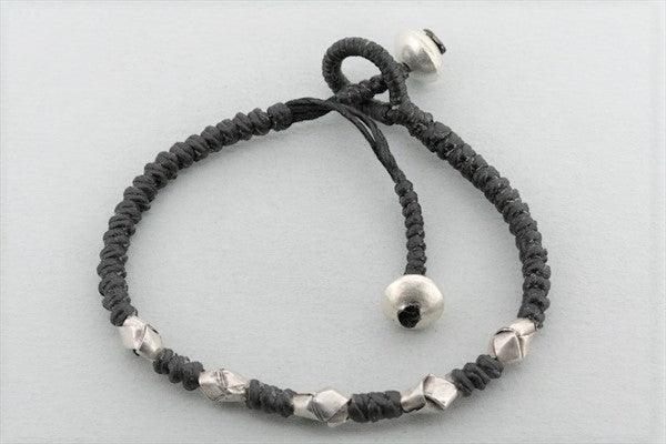 Folded Bead Bracelet in Black - Pure Silver Jewelry for Women | Elegant & Stylish Accessory for Everyday Wear, Parties & Gifts
