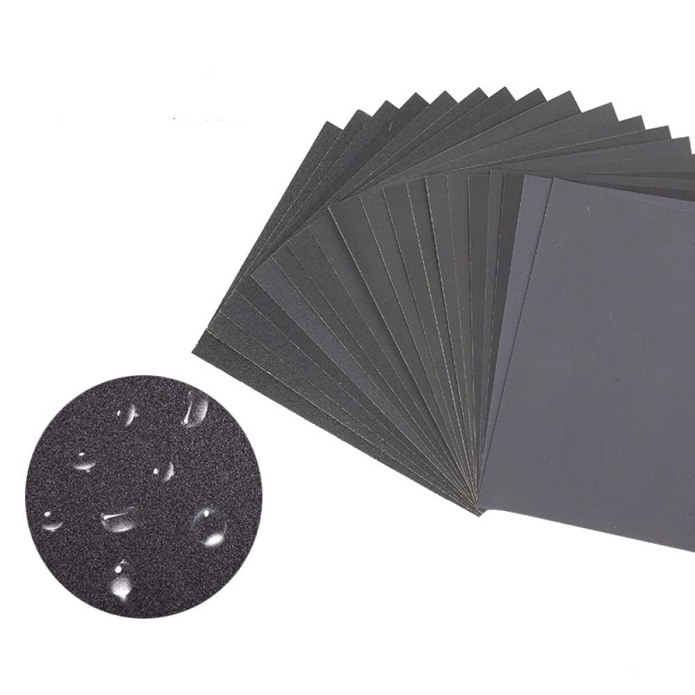 1 Pack 280x230mm Waterproof Sandpaper - 60 to 2000 Grit Wet/Dry Abrasive Paper for Wood, Metal & Auto Polishing - Ideal for DIY Projects, Furniture Refinishing & Automotive Sanding