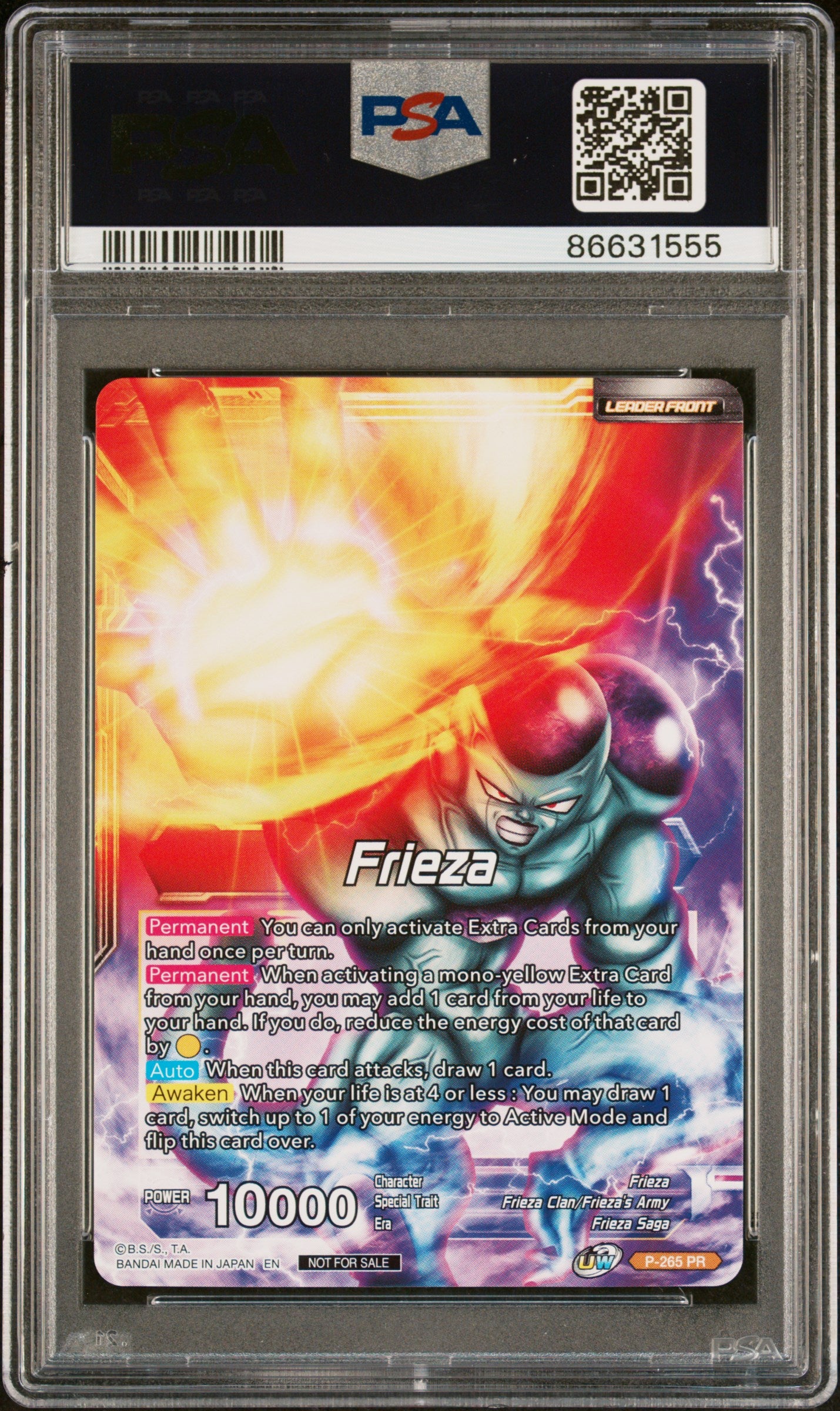 2021 Dragon Ball Super Unison Warrior MCH Frieza RSC MNRCH #P 265 PSA 10 Graded Card - Collectible Anime Trading Card for Fans & Display in Home/Office