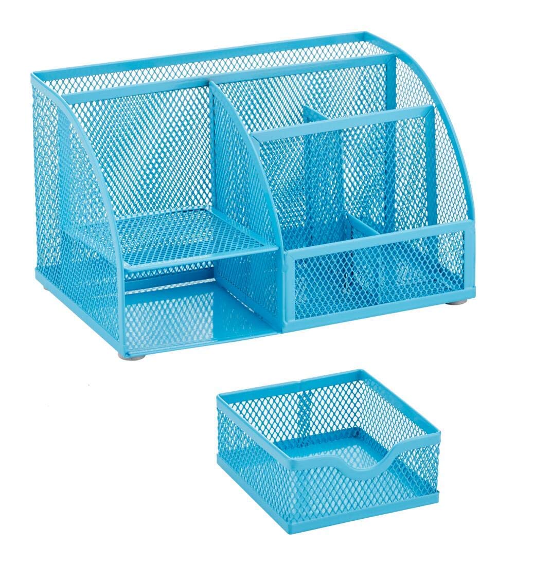 Anova Mesh Desk Organizer - 7 Compartments with Drawer for Office & Home Use (Blue)
