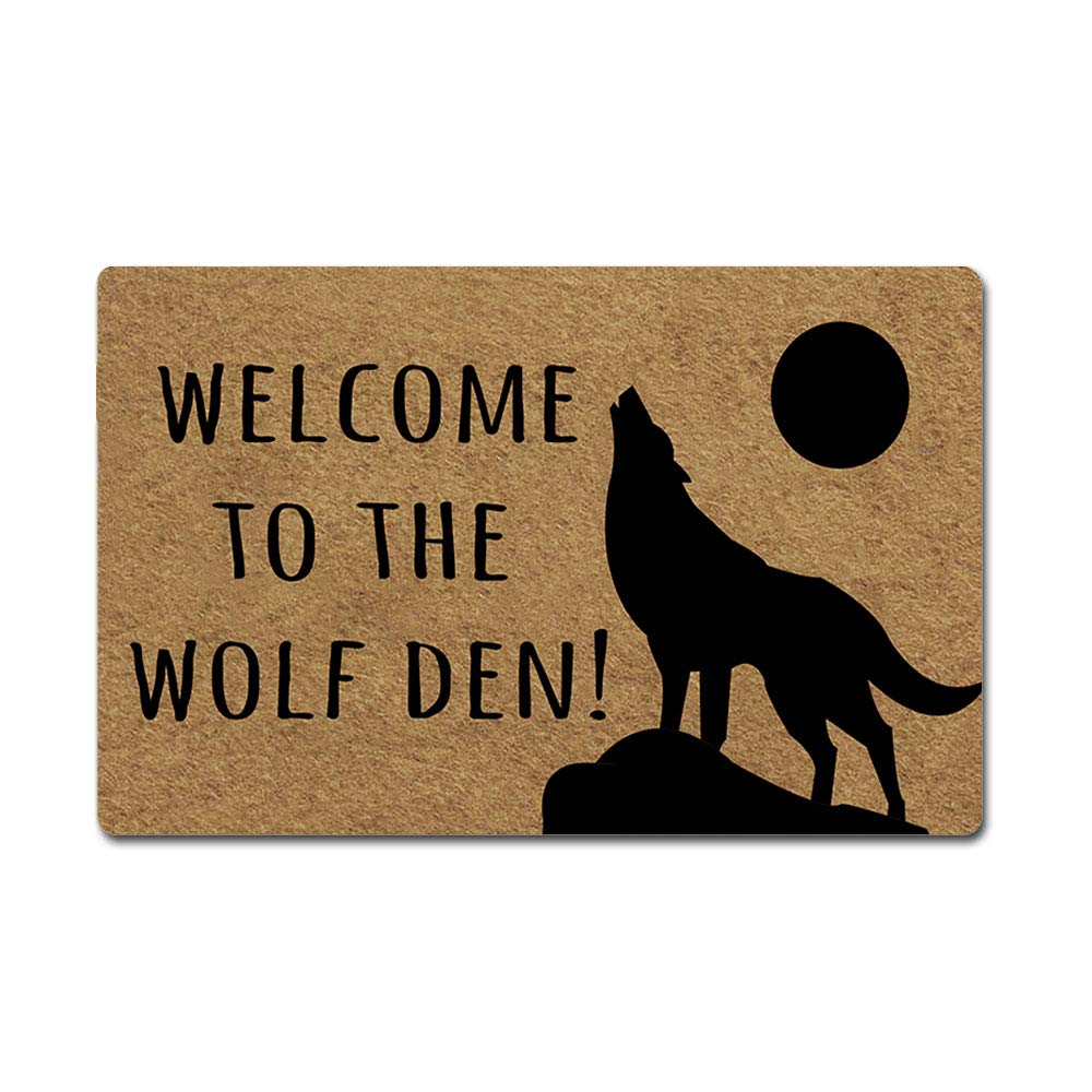 Artsbaba Welcome to The Wolf Den Doormat - 23.6x15.7 Inch Non-Slip Rubber Entrance Rug for Front Door, Balcony & Indoor Use - Funny Home Decor Floor Mat (3/16