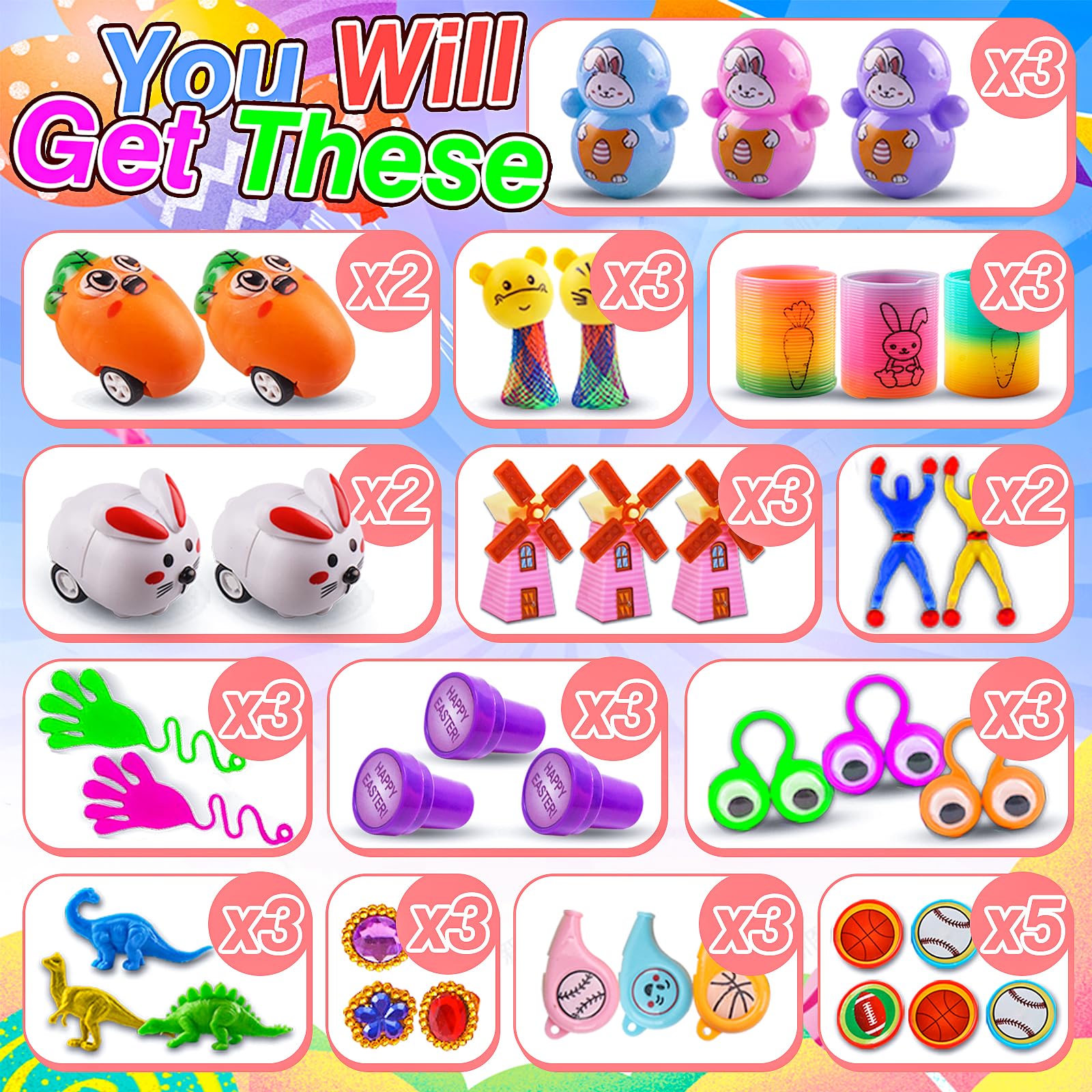 75 PCS Prefilled Easter Eggs with Assorted Toys Inside - Easter Basket Stuffers for Kids, Easter Egg Hunt Prizes, Classroom Rewards & Party Favors - Perfect for Easter Celebrations, School Events & Holiday Gifts