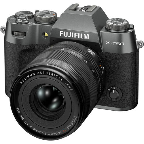 FUJIFILM X-T50 Mirrorless Digital Camera with XF16-50mm F2.8-4.8 R LM WR Lens Kit - Charcoal Silver | Perfect for Travel Photography & Street Shooting