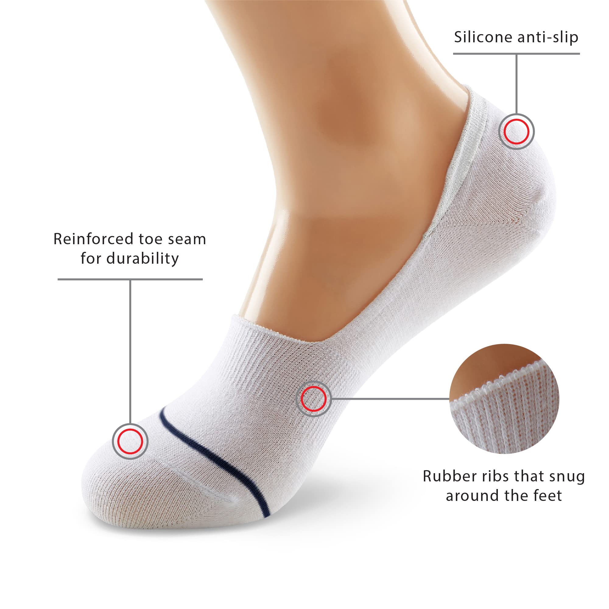 MONFOOT 10 Pairs Invisible No Show Non-Slip Socks for Men & Women - Breathable Low Cut Liner Socks for Sneakers, Loafers & Casual Shoes - Multipack Comfort Socks for Daily Wear, Workout & Travel