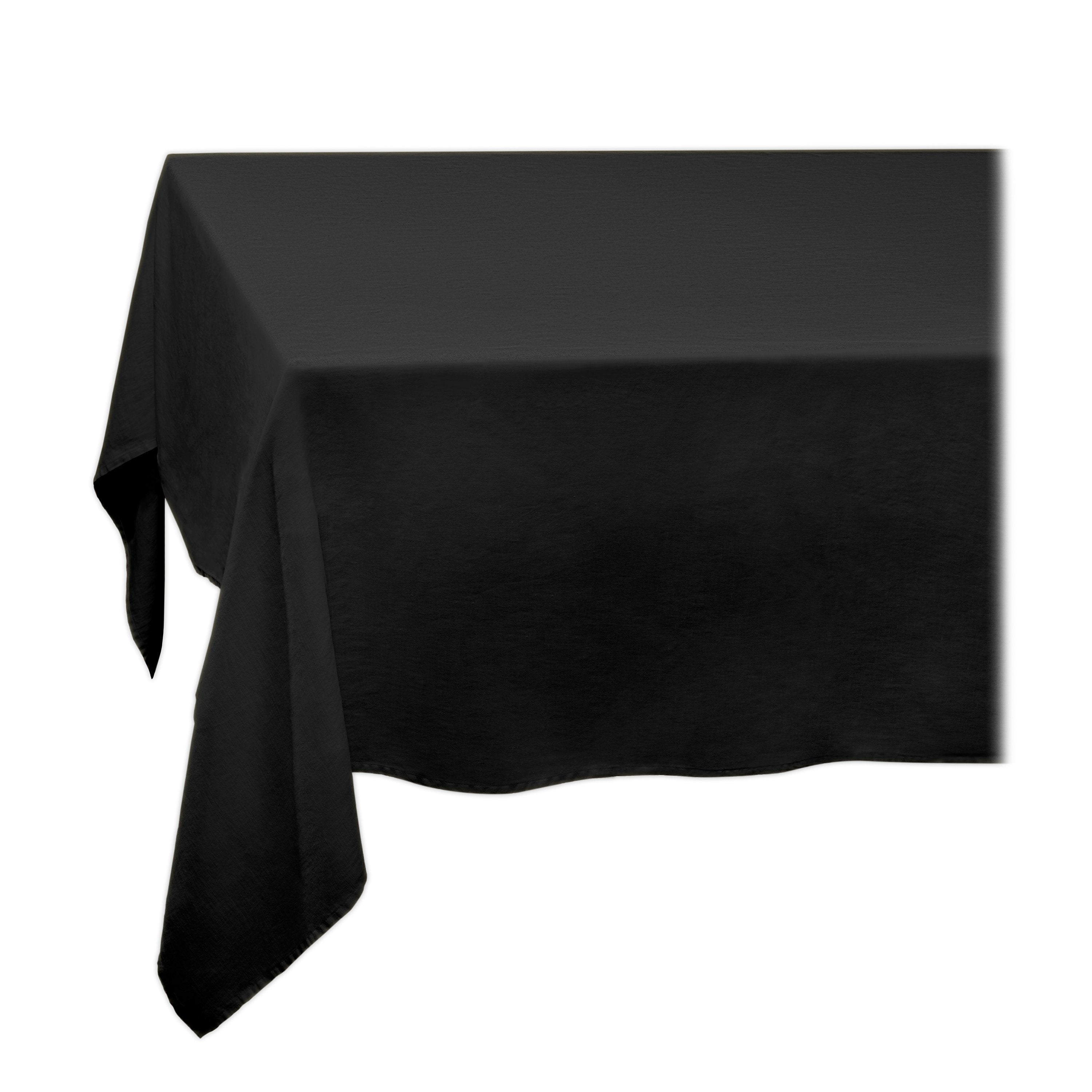Premium Black Linen Sateen Tablecloth - Elegant & Durable Dining Table Cover for Formal Dinners, Weddings & Home Decor
