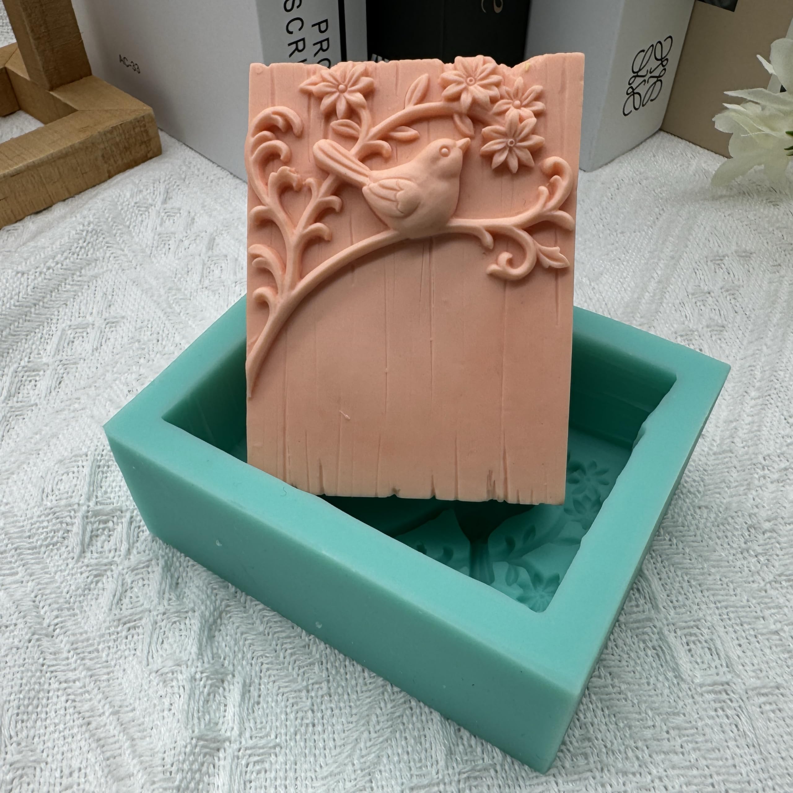 GreatMold 3D Bird Silicone Soap Mold Set - Rectangle Tree Design for DIY Soap Making, Candle Wax Melts & Cake Baking - Perfect for Handmade Crafts, Cold Process Soap & Home Decor Gifts