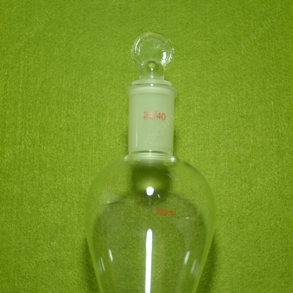 250ml Pear Shape Glass Separatory Funnel with 24/40 Joint & Glass Stopcock - Lab Glassware for Chemical Extraction, Essential Oil Distillation & Chemistry Experiments