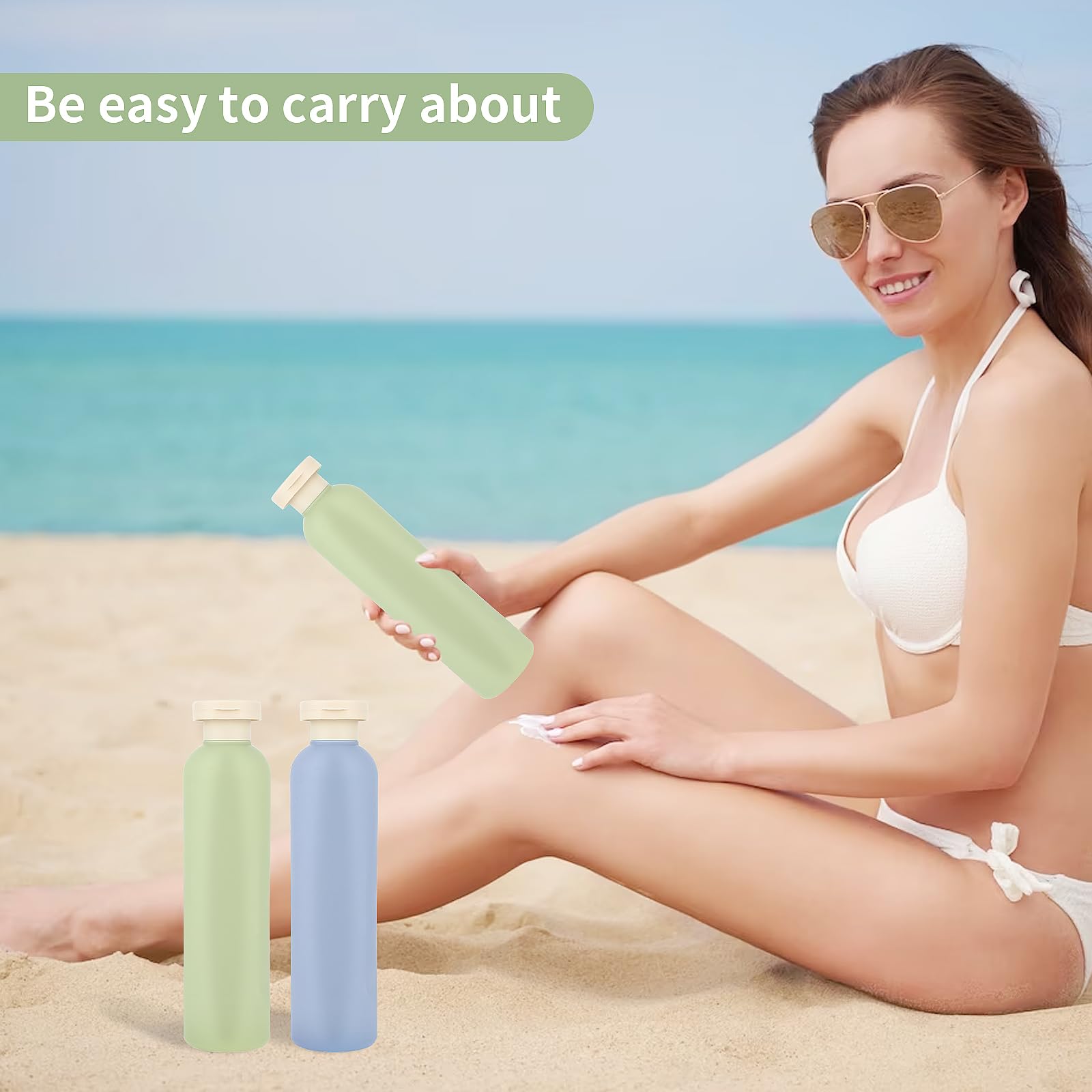 WLLHYF 2 Pack Refillable Squeeze Bottles (260ml) - Leak-Proof Travel Containers for Shampoo, Lotion & Creams | BPA-Free Plastic with Flip Top Cap | Perfect for Toiletries, Gym & Air Travel (Green & Blue)