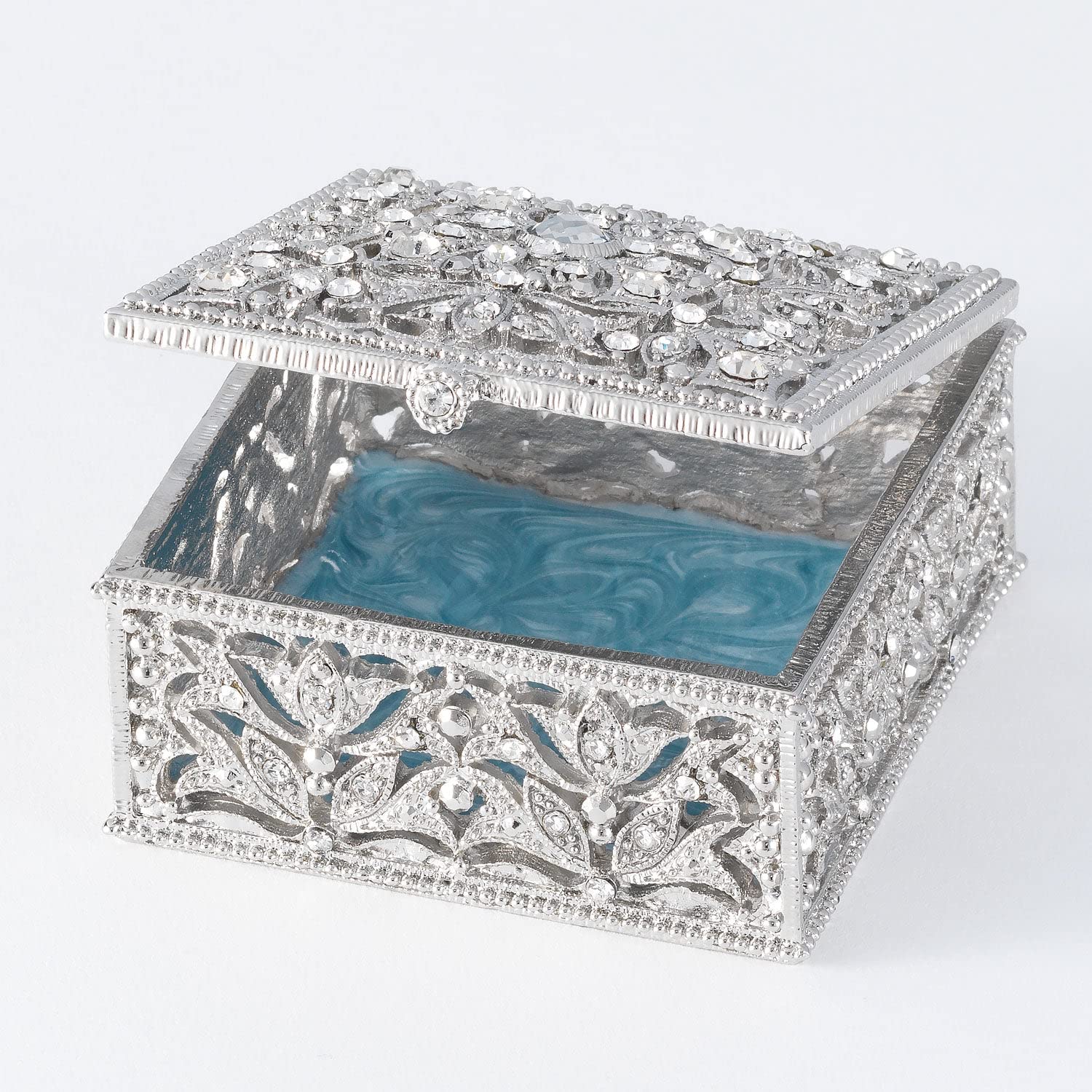 Olivia Riegel Silver Luxembourg Square Jewelry Box - Elegant Storage for Rings, Necklaces & Keepsakes - Perfect for Gifts, Travel & Home Decor