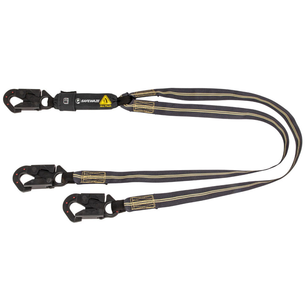Arc Flash 6ft Safety Lanyard - Aramid Fiber Shock Absorbing Fall Protection with Dual Leg & Dielectric Snap Hooks - Ideal for Electrical Work & High Voltage Line Maintenance