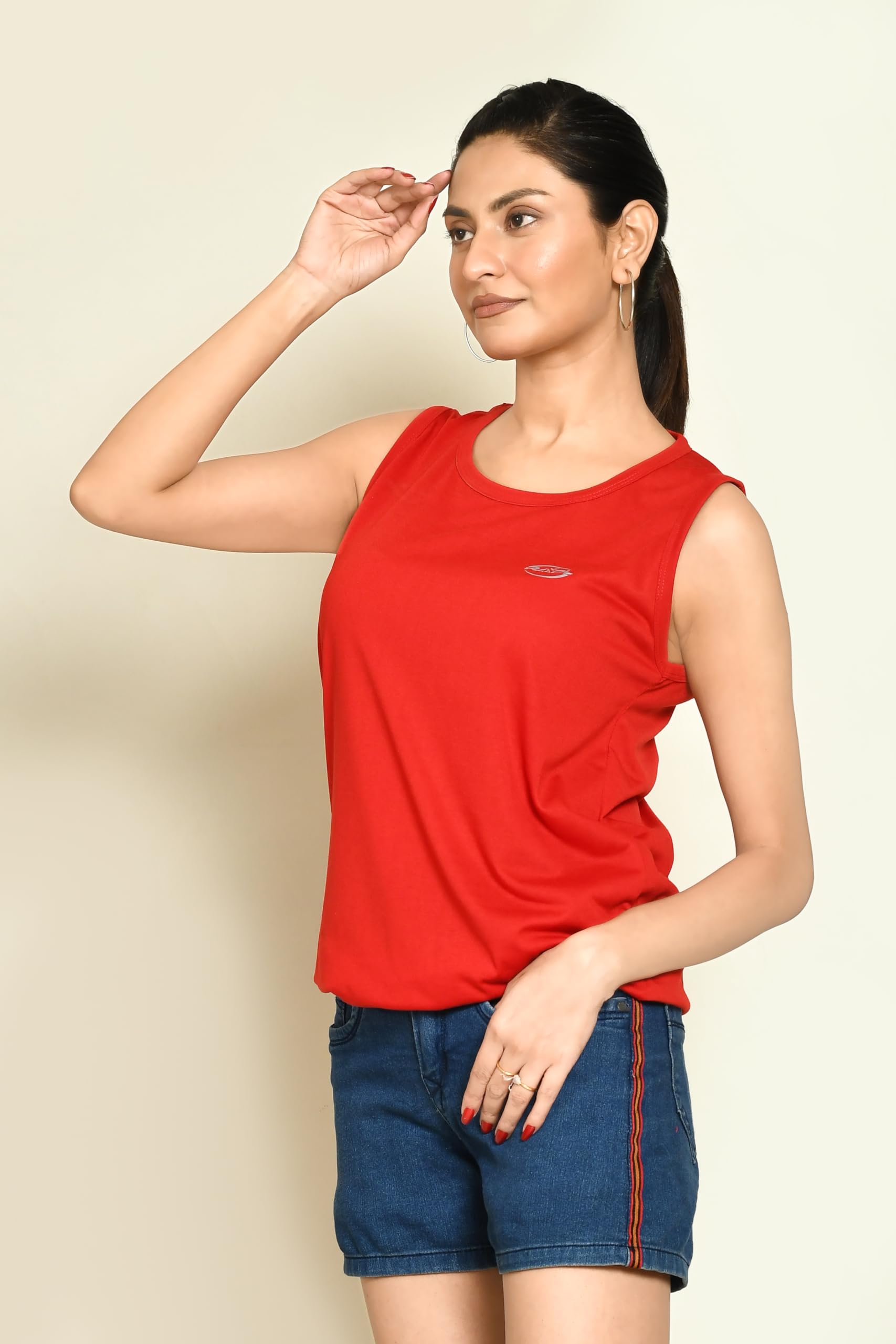 RAPL Bharat Women's Casual Solid Polyester Tank Tops - Breathable Gym Vests & Sleeveless Sando for Workout, Yoga, Running & Daily Wear - Comfortable Regular Fit Activewear (Multicolor)