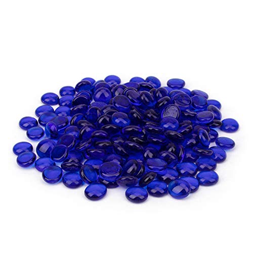 18 Pound Fire Glass Beads - Cobalt Blue Reflective Fire Pit Gems for Gas Fireplace, Vase Fillers & Aquarium Decor - Heat Resistant Decorative Pebbles for Indoor/Outdoor Use