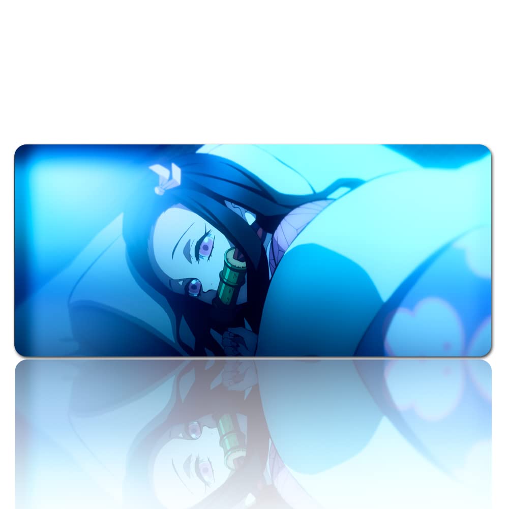 Demon Slayer Anime Gaming Mouse Pad - Extra Large 15.7x35.4 Inch (80x30cm) Non-Slip Rubber Base Desk Mat for Computer, Home Office & Gaming Setup | Kimetsu No Yaiba Themed Long Mouse Mat for PC & Laptop Users