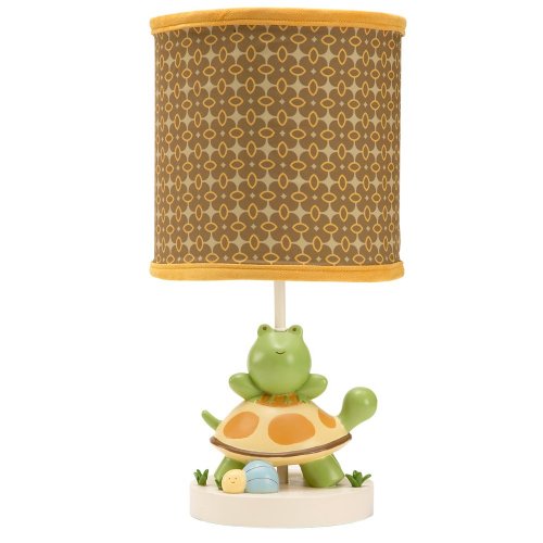 NoJo Froggy Friends Lamp and Shade - Brown & Green Nursery Decor for Kids Room, Baby Shower Gift, Playroom Lighting