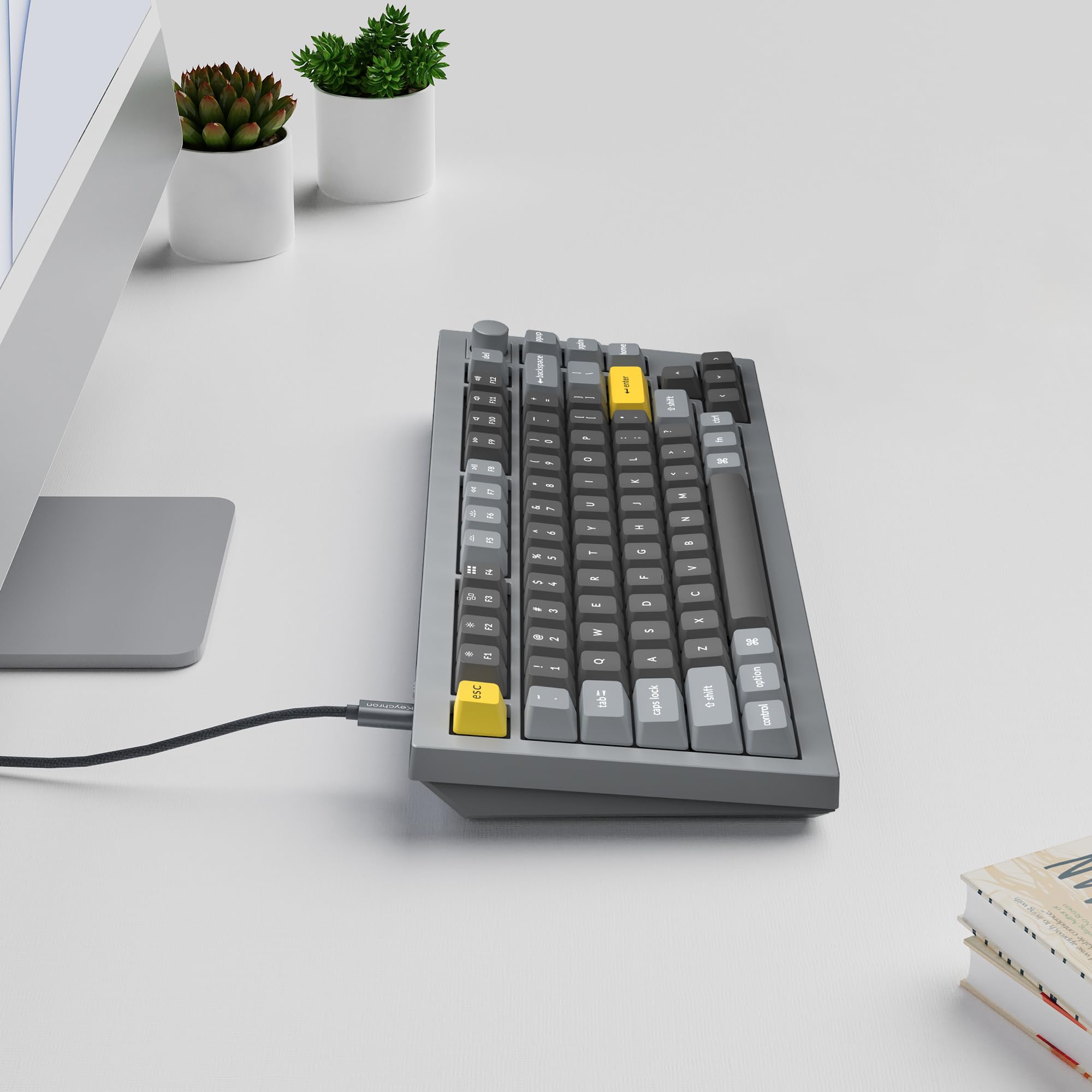 Keychron Q1 RGB Wired Custom Mechanical Keyboard with Knob - 75% Layout, QMK/VIA Programmable, Hot-Swappable Gateron G Pro Brown Switches, Double Gasket Design for Mac/Windows/Linux (Grey) | Perfect for Gaming, Coding & Office Work